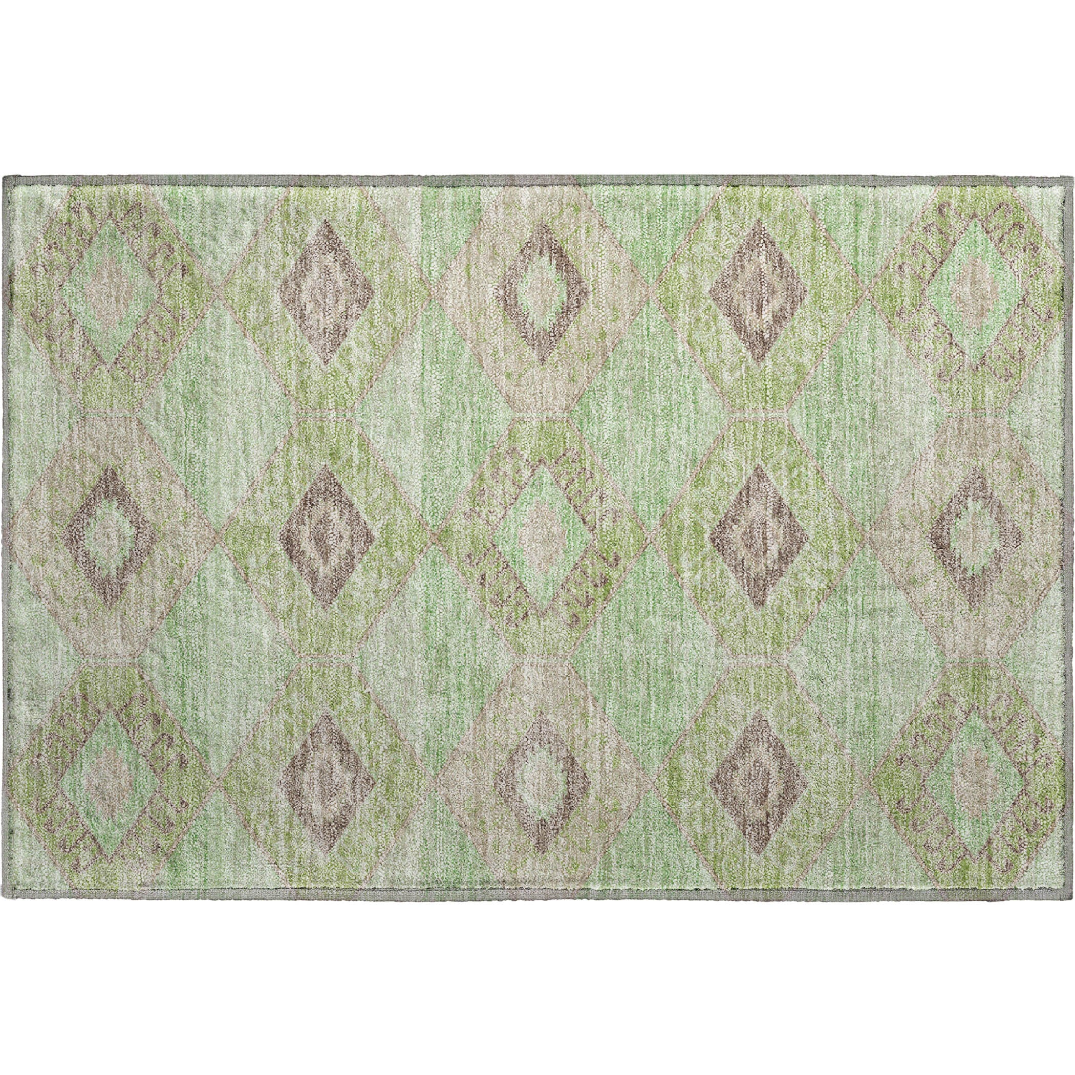 Florence Machine Washable Transitional Green Rug 1'8" x 2'6" #shape_Rectangle