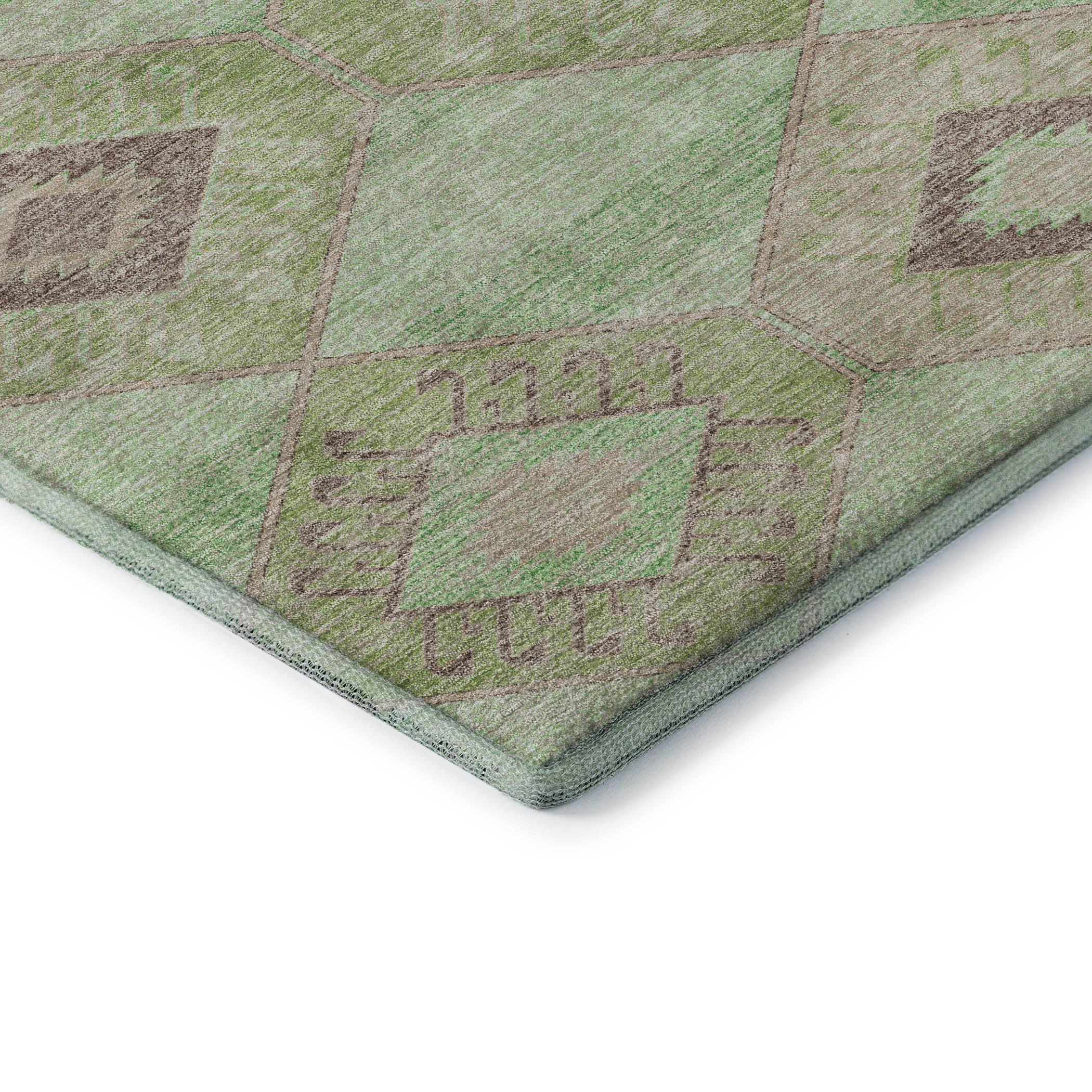 Florence Machine Washable Transitional Green Rug 1'8" x 2'6" #shape_Rectangle