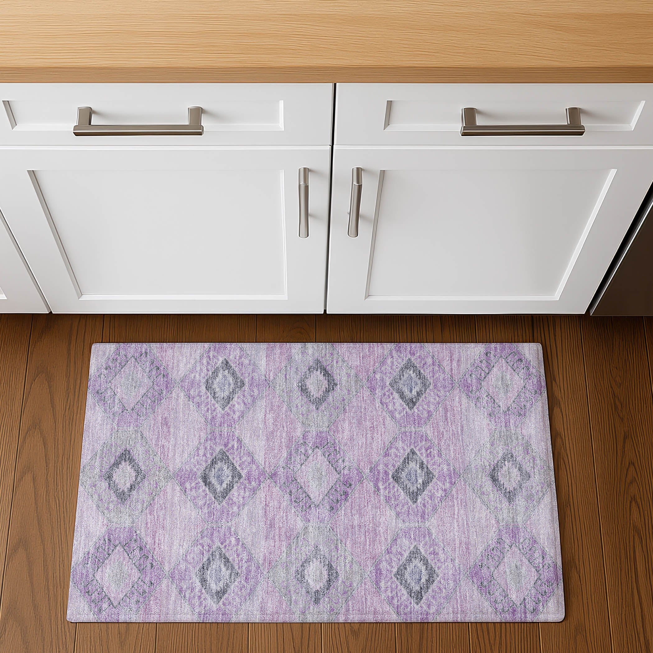 Florence Machine Washable Transitional Lavender Purple Rug 1'8" x 2'6" #shape_Rectangle