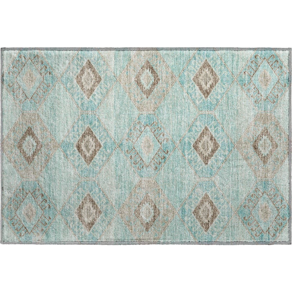 Florence Machine Washable Transitional Teal Rug 1'8" x 2'6"