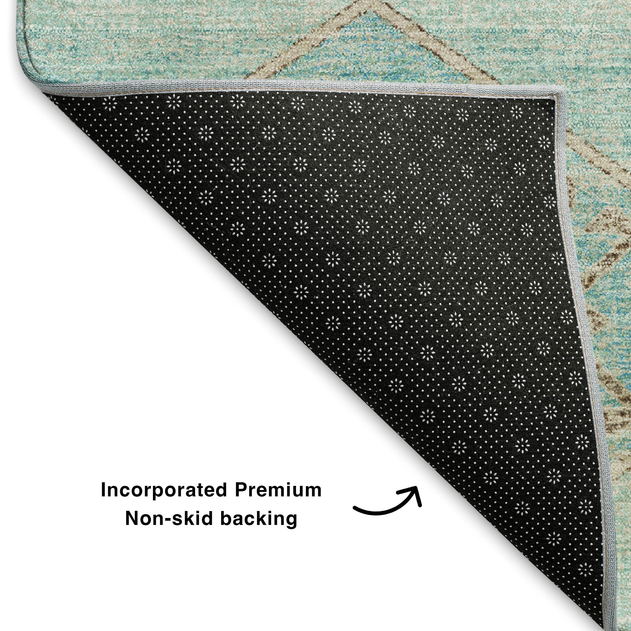 Florence Machine Washable Transitional Teal Rug 1'8" x 2'6" #shape_Rectangle