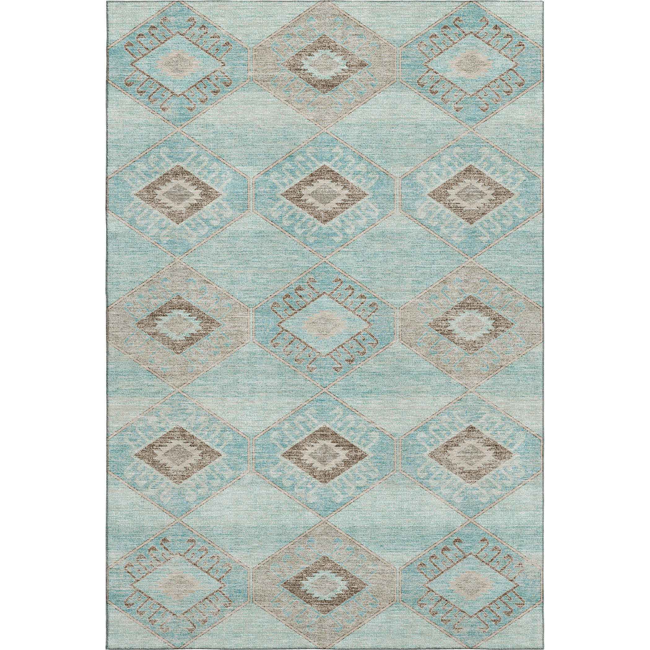 Florence Machine Washable Transitional Teal Rug 2'6" x 3'10" #shape_Rectangle