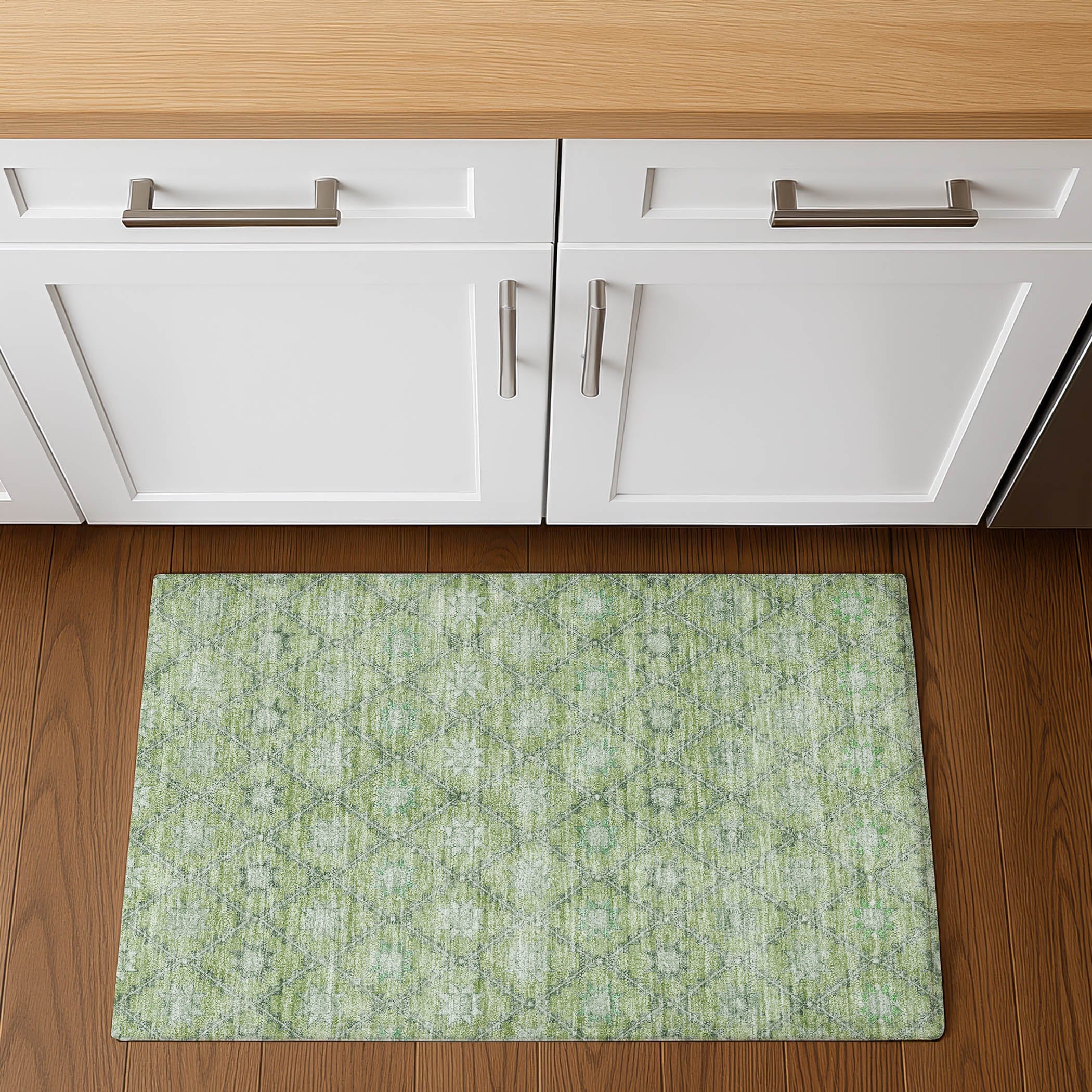 Siena Machine Washable Transitional Green Rug 1'8" x 2'6" #shape_Rectangle