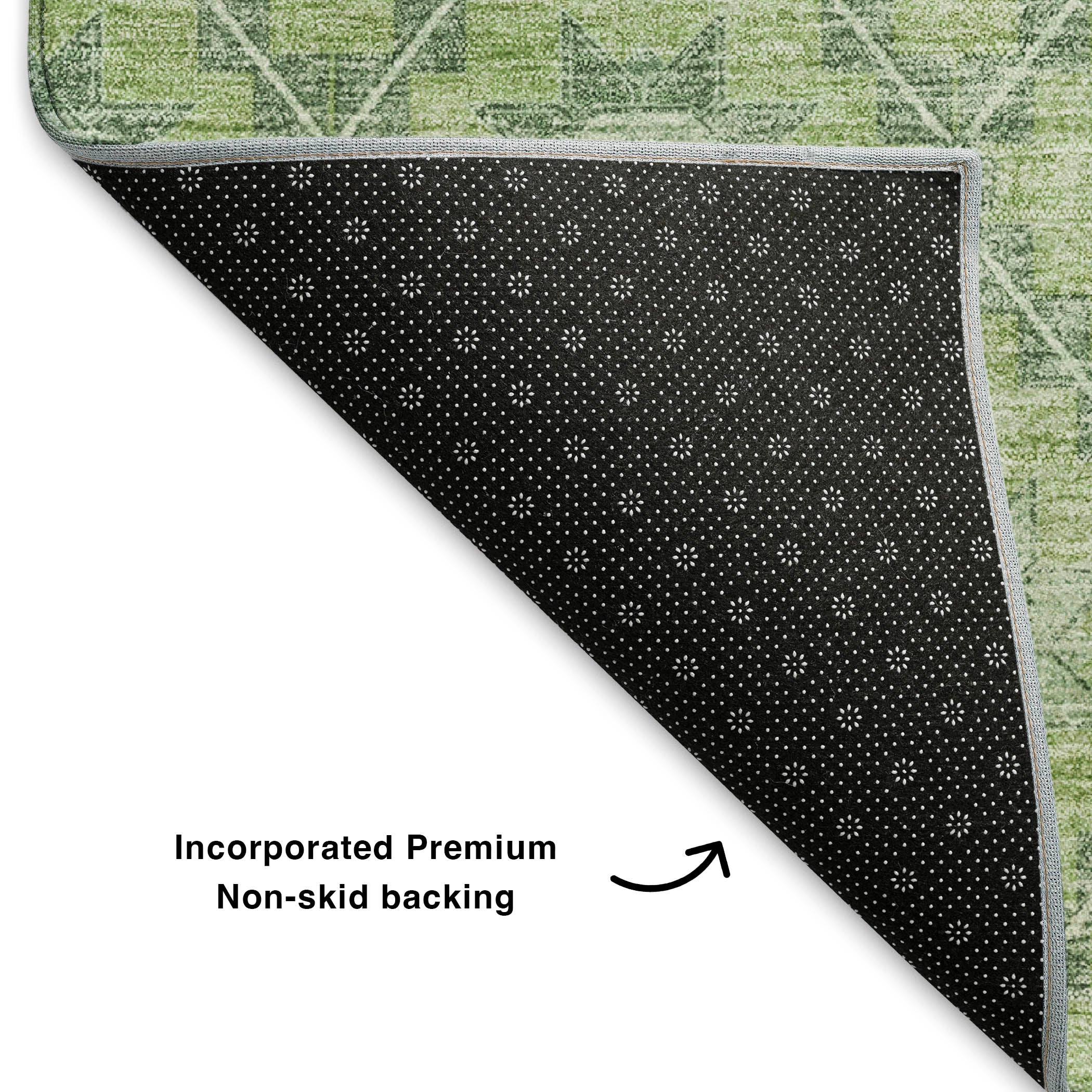Siena Machine Washable Transitional Green Rug 1'8" x 2'6" #shape_Rectangle