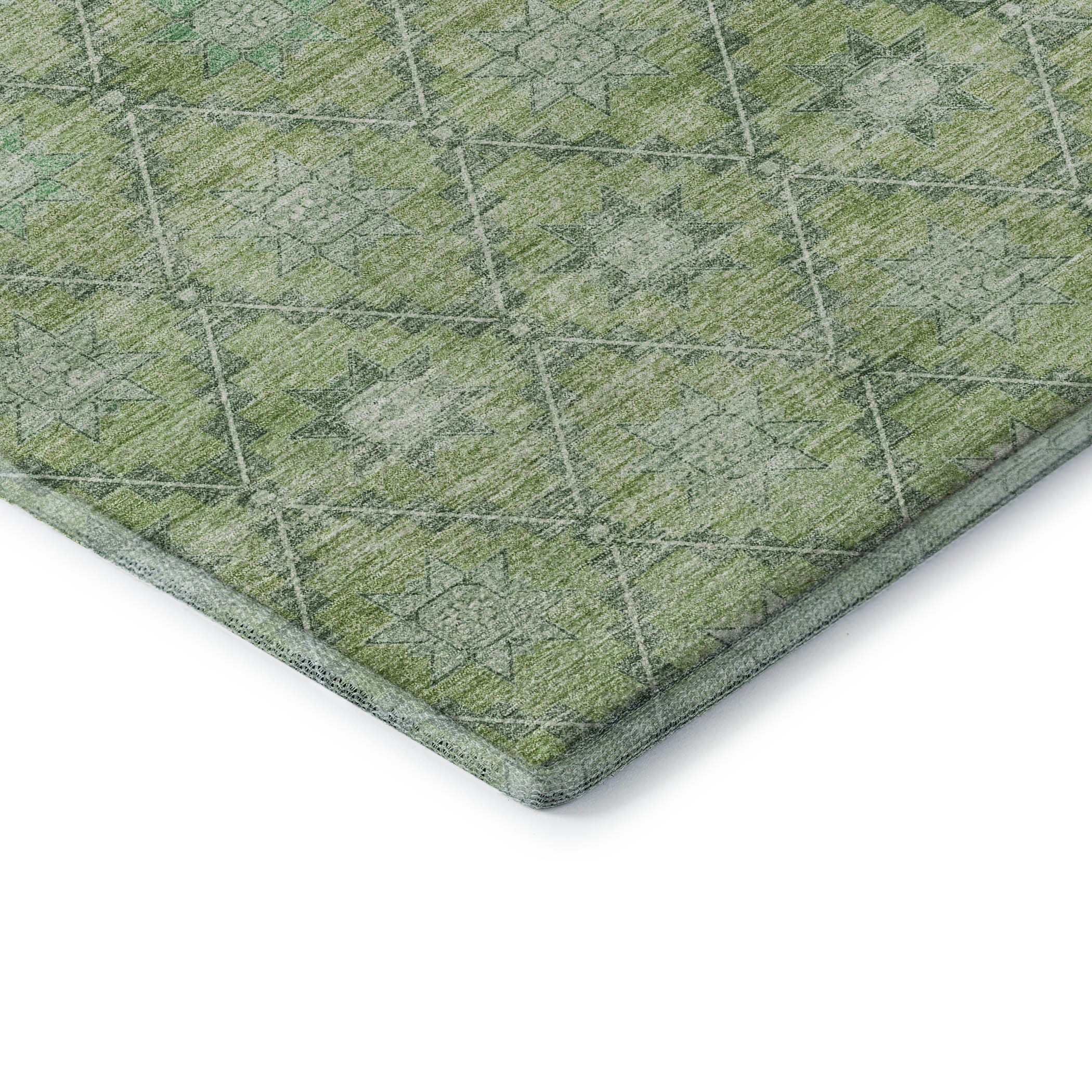 Siena Machine Washable Transitional Green Rug 1'8" x 2'6" #shape_Rectangle