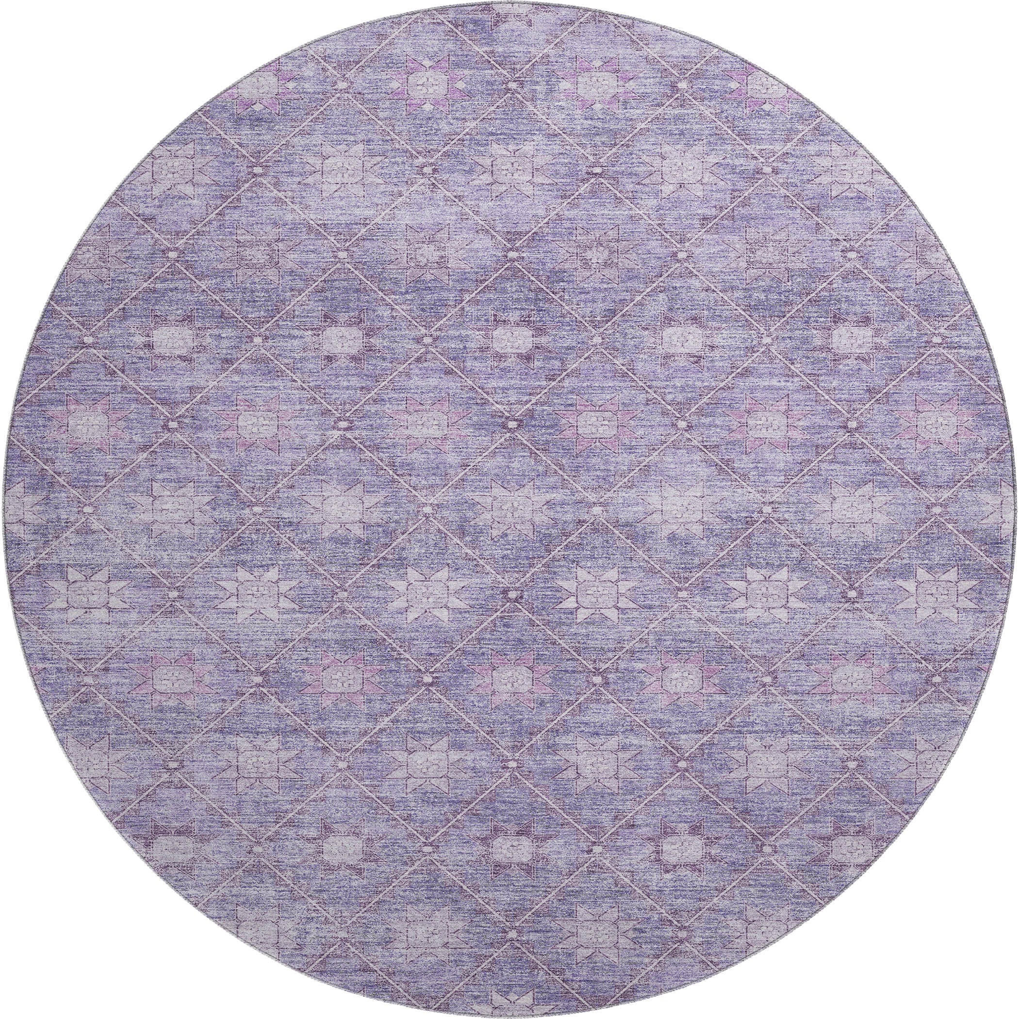 Siena Machine Washable Transitional Purple Rug 8' x 8' #shape_Round