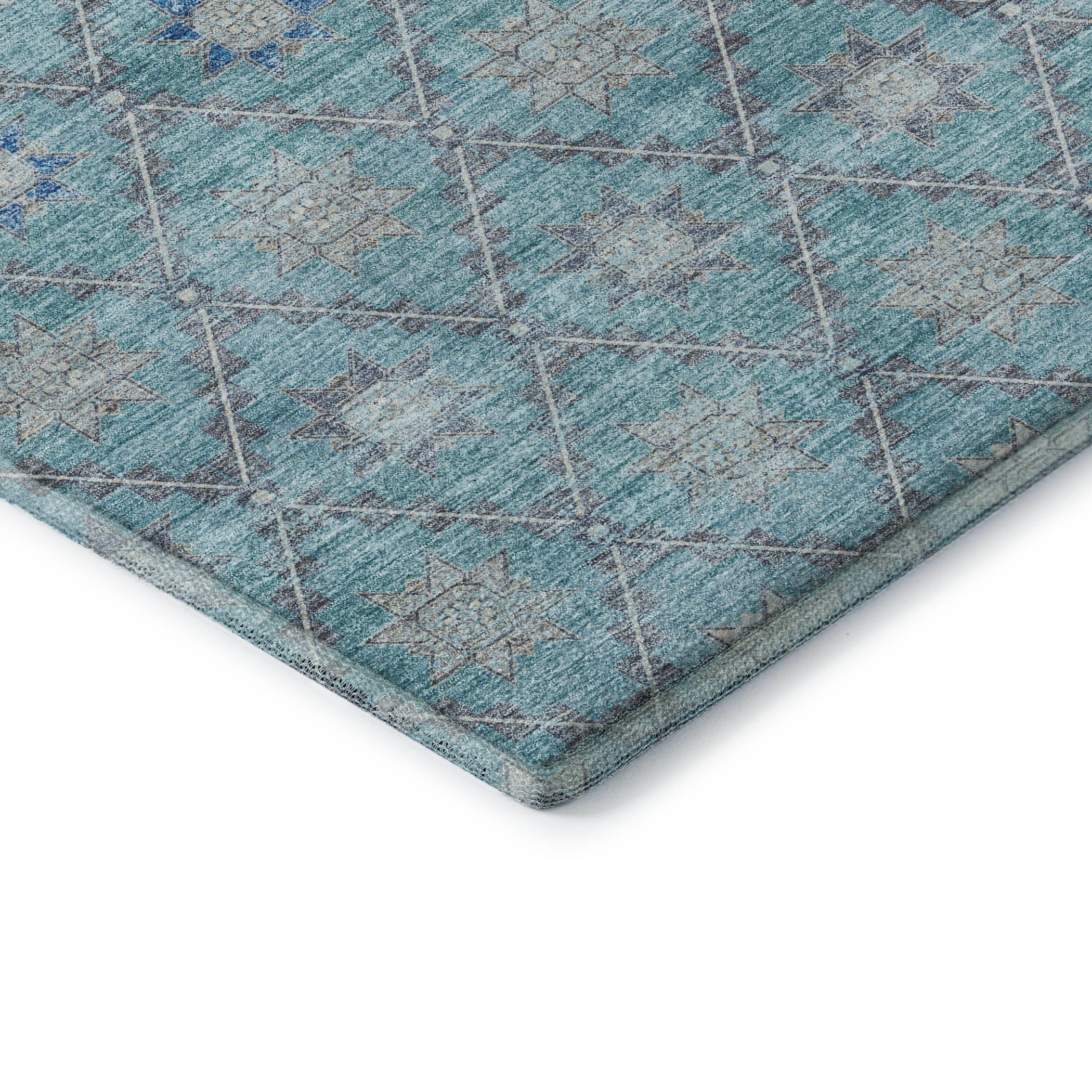 Siena Machine Washable Transitional Teal Rug 1'8" x 2'6" #shape_Rectangle
