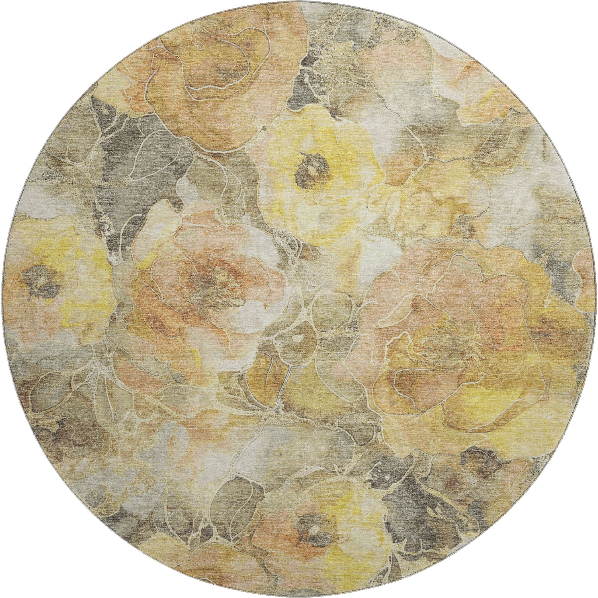 Sintra Machine Washable Transitional Gold Rug 8' x 8' #shape_Round