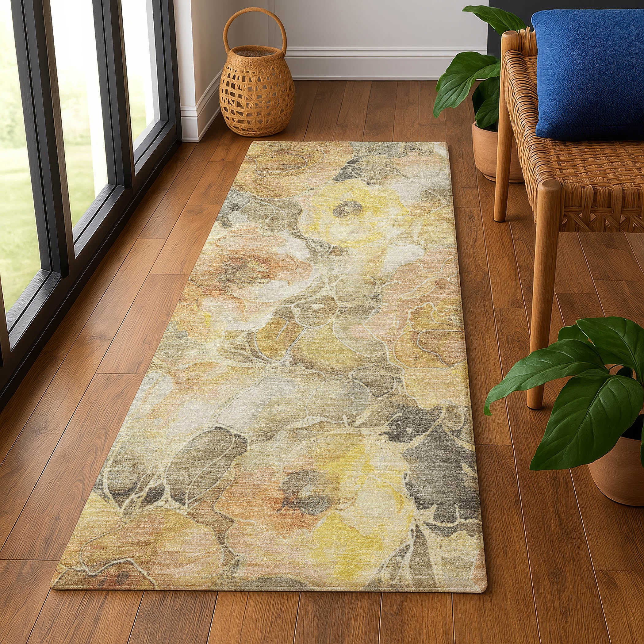 Sintra Machine Washable Transitional Gold Rug 2'3" x 7'6" #shape_Runner