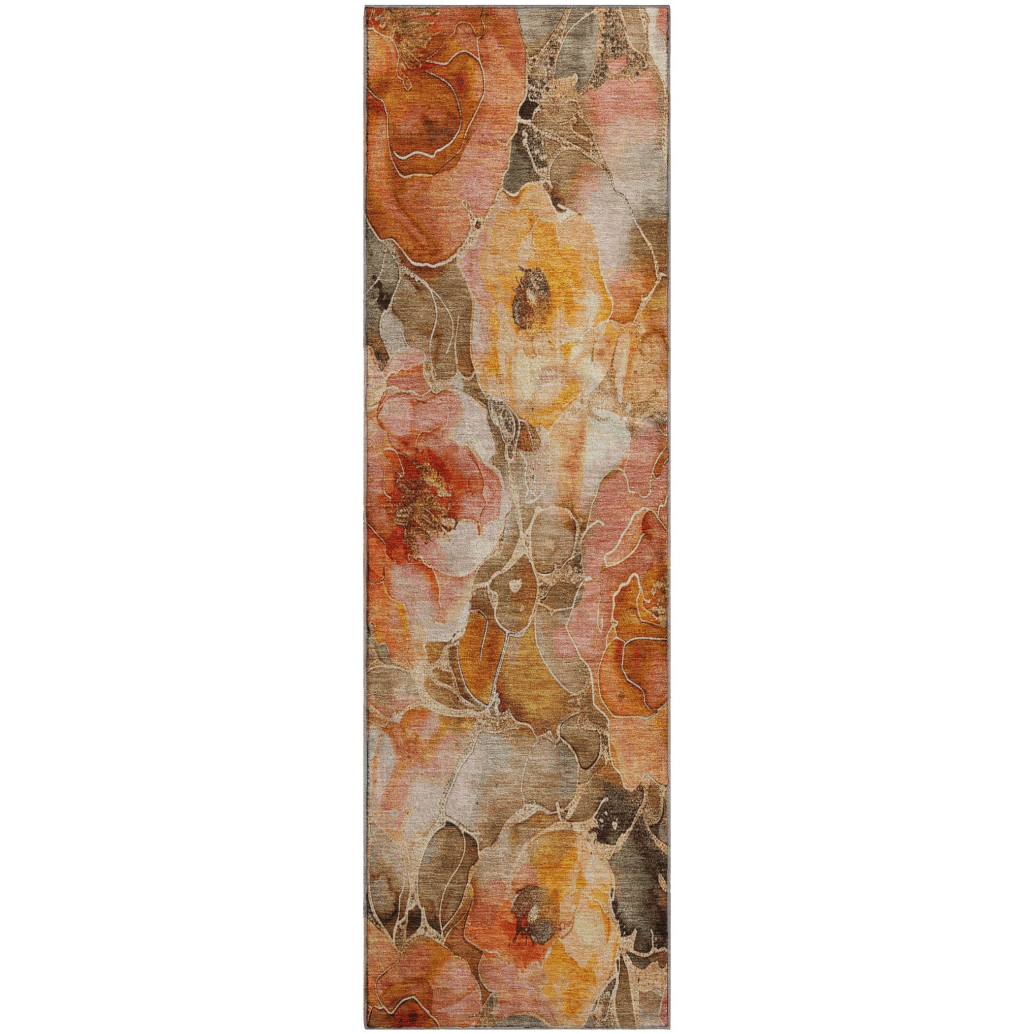 Sintra Machine Washable Transitional Orange Rug 2'3" x 7'6" #shape_Runner