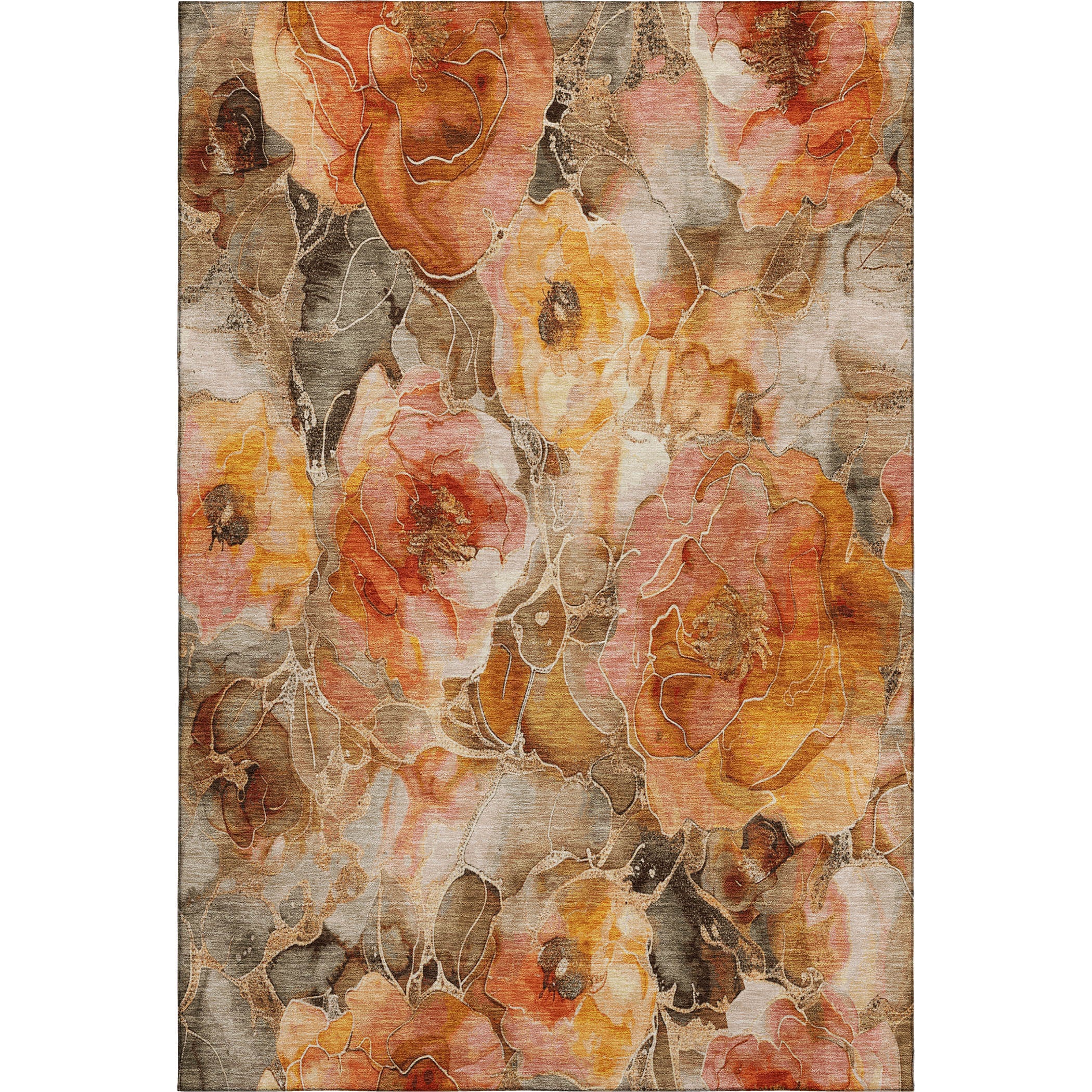 Sintra Machine Washable Transitional Orange Rug 2'6" x 3'10" #shape_Rectangle