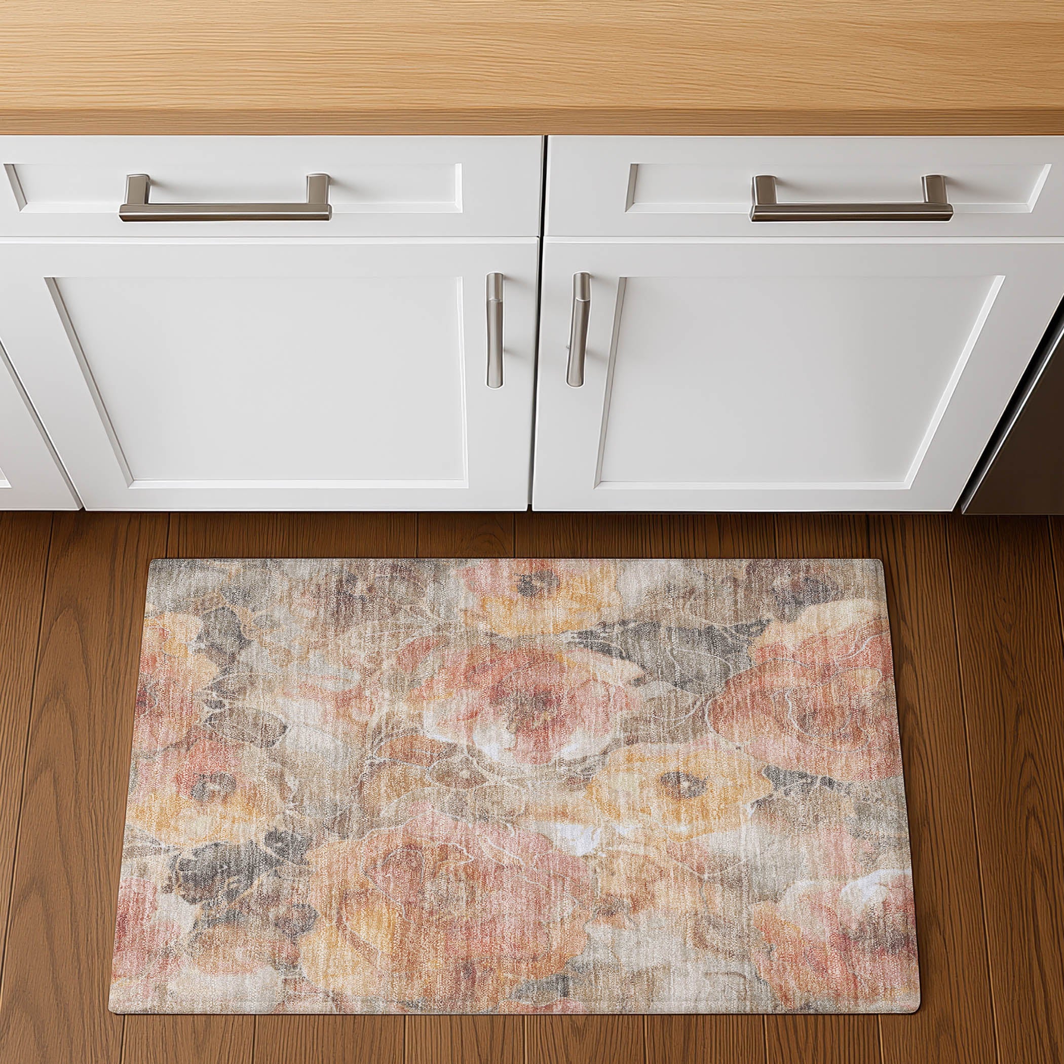 Sintra Machine Washable Transitional Peach Orange Rug 1'8" x 2'6" #shape_Rectangle