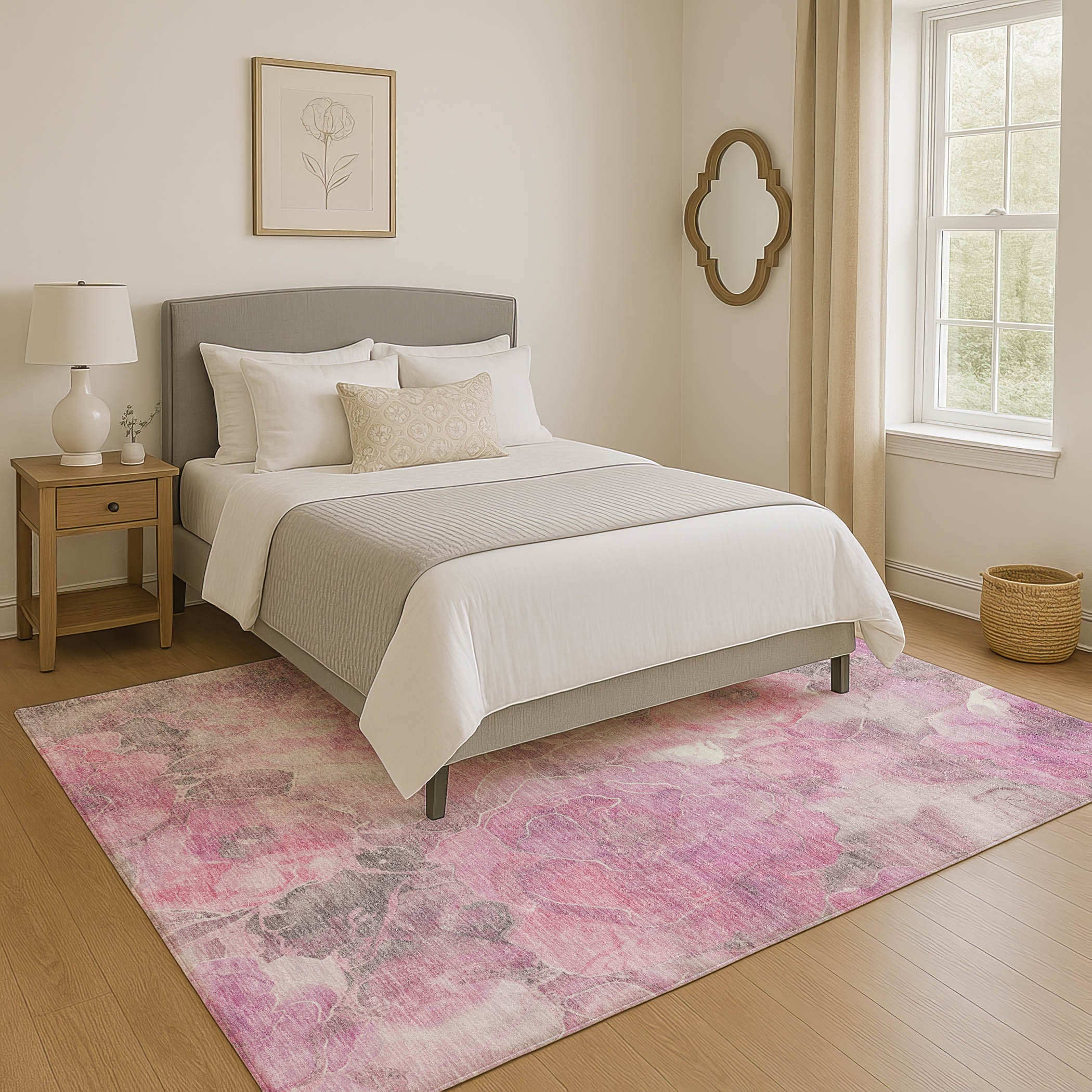 Sintra Machine Washable Transitional Pink Rug 2'6" x 3'10" #shape_Rectangle