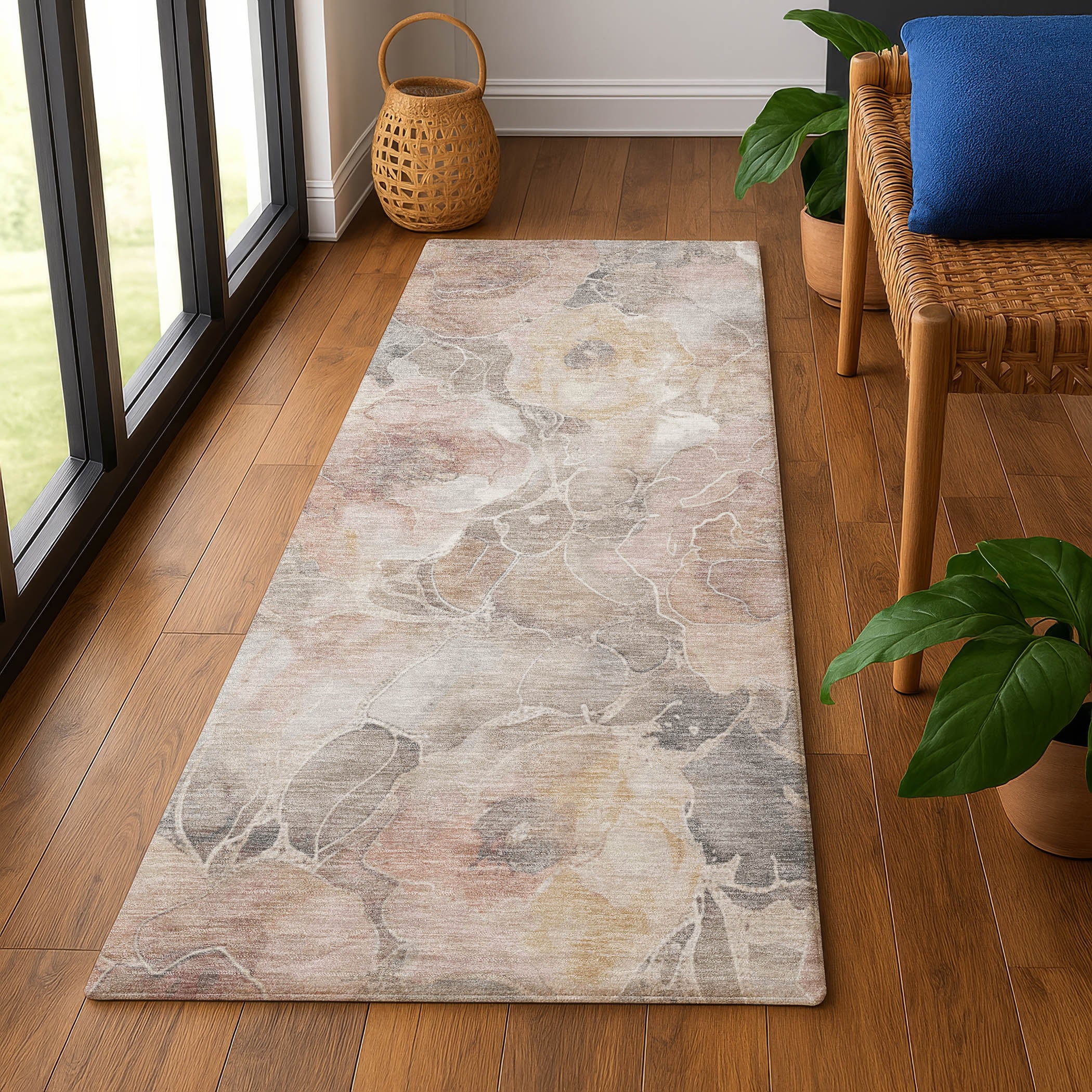 Sintra Machine Washable Transitional Taupe Brown Rug 2'3" x 7'6" #shape_Runner