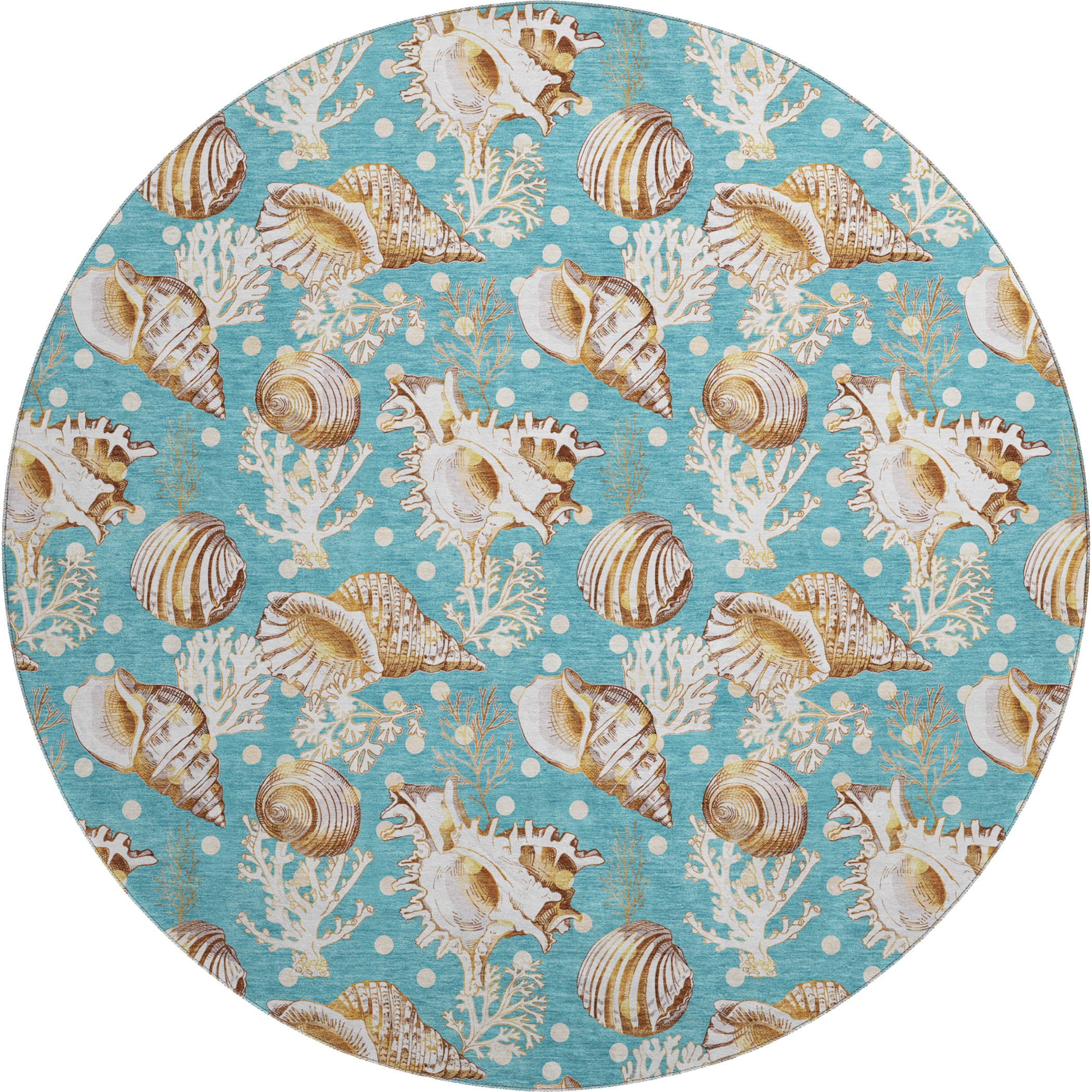 Bruges Machine Washable Coastal Aqua Teal Rug 8' x 8' #shape_Round