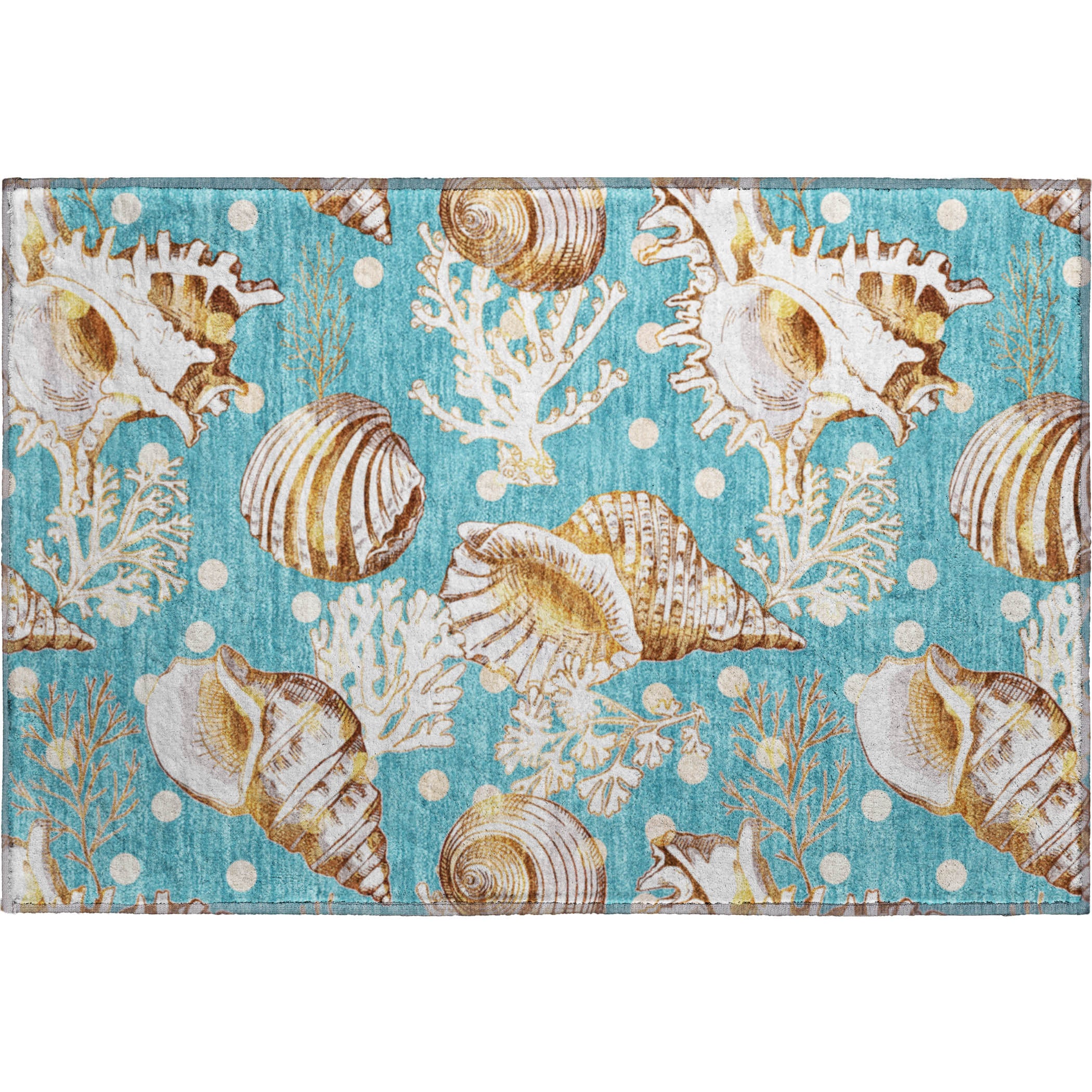Bruges Machine Washable Coastal Aqua Teal Rug 1'8" x 2'6" #shape_Rectangle