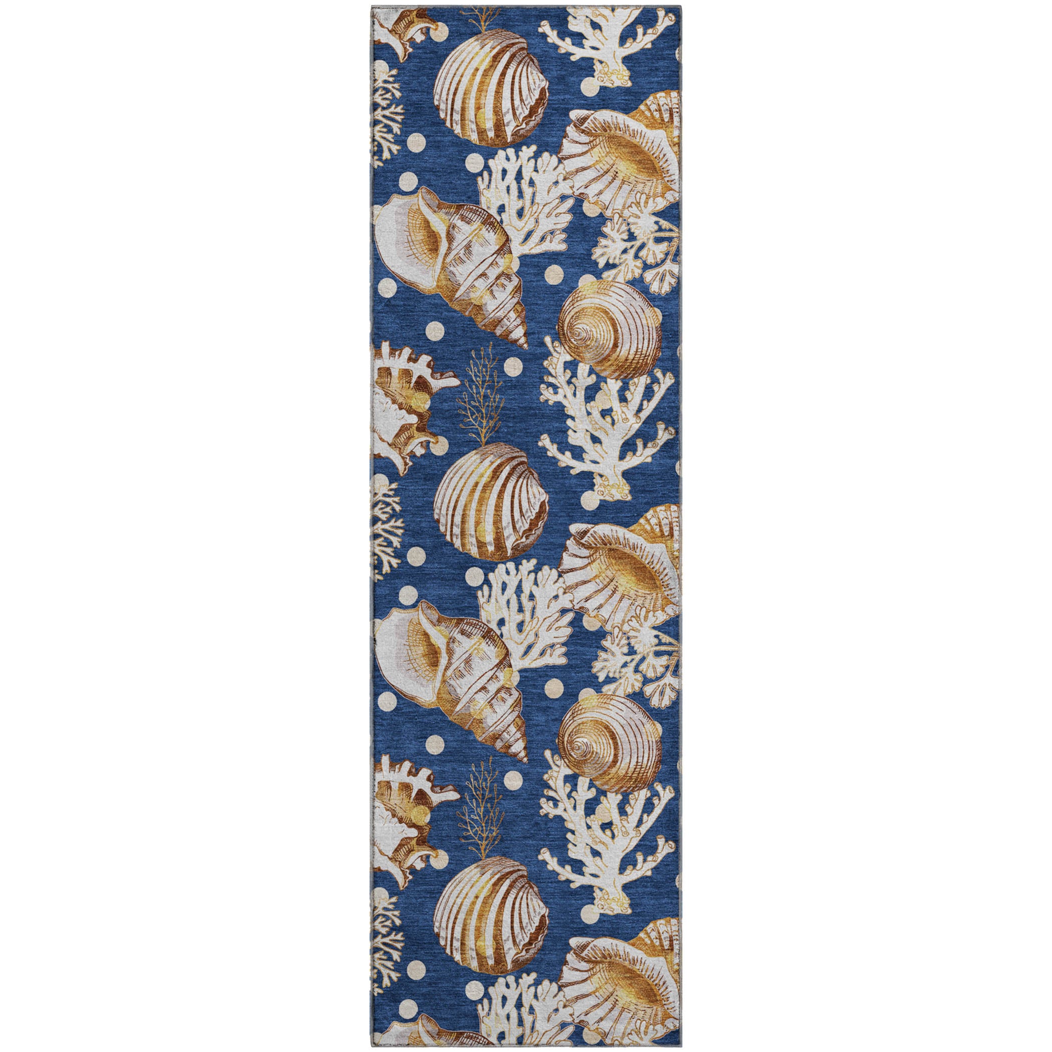 Bruges Machine Washable Coastal Blue Rug 2'3" x 7'6" #shape_Runner