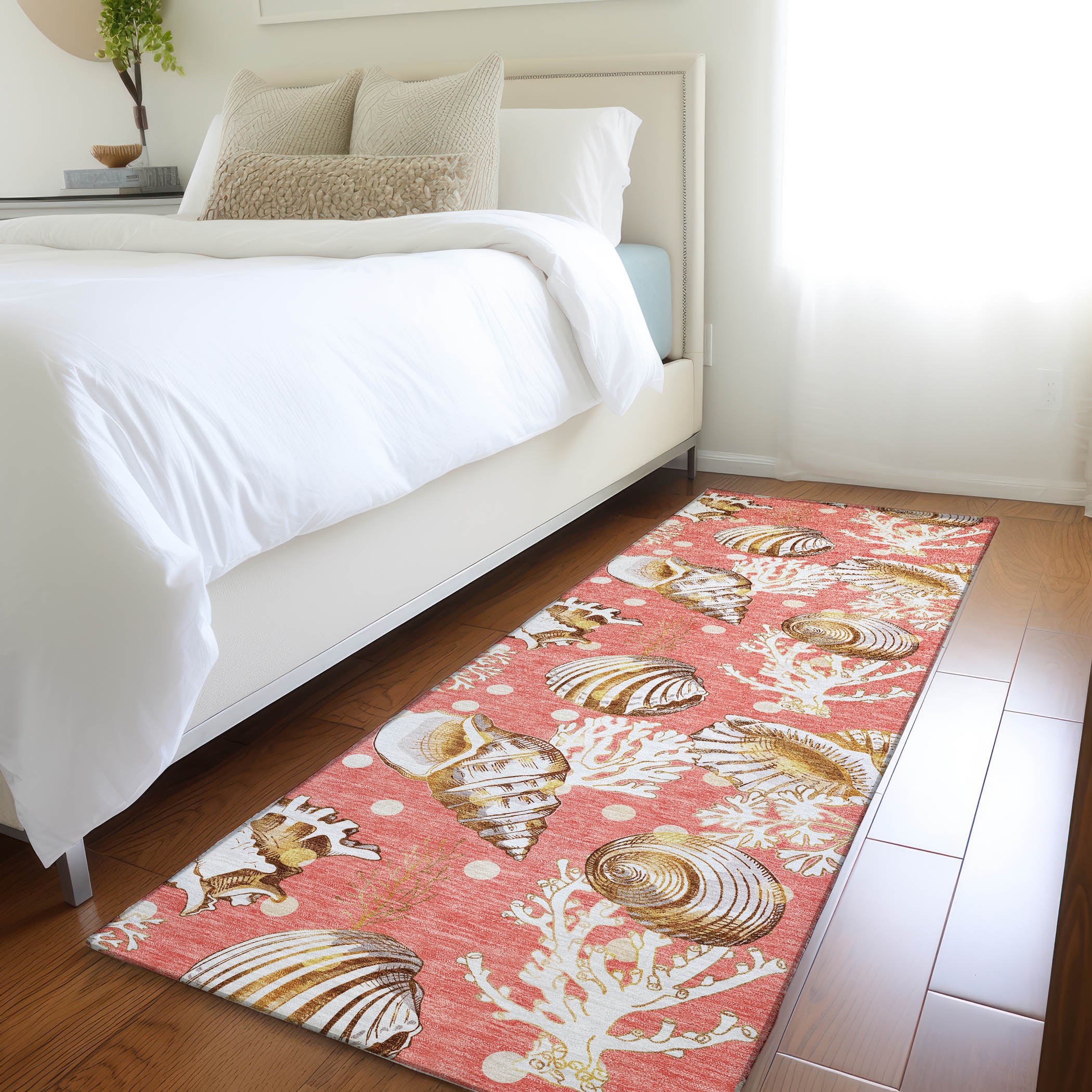 Bruges Machine Washable Coastal Peach Orange Rug 2'3" x 7'6" #shape_Runner