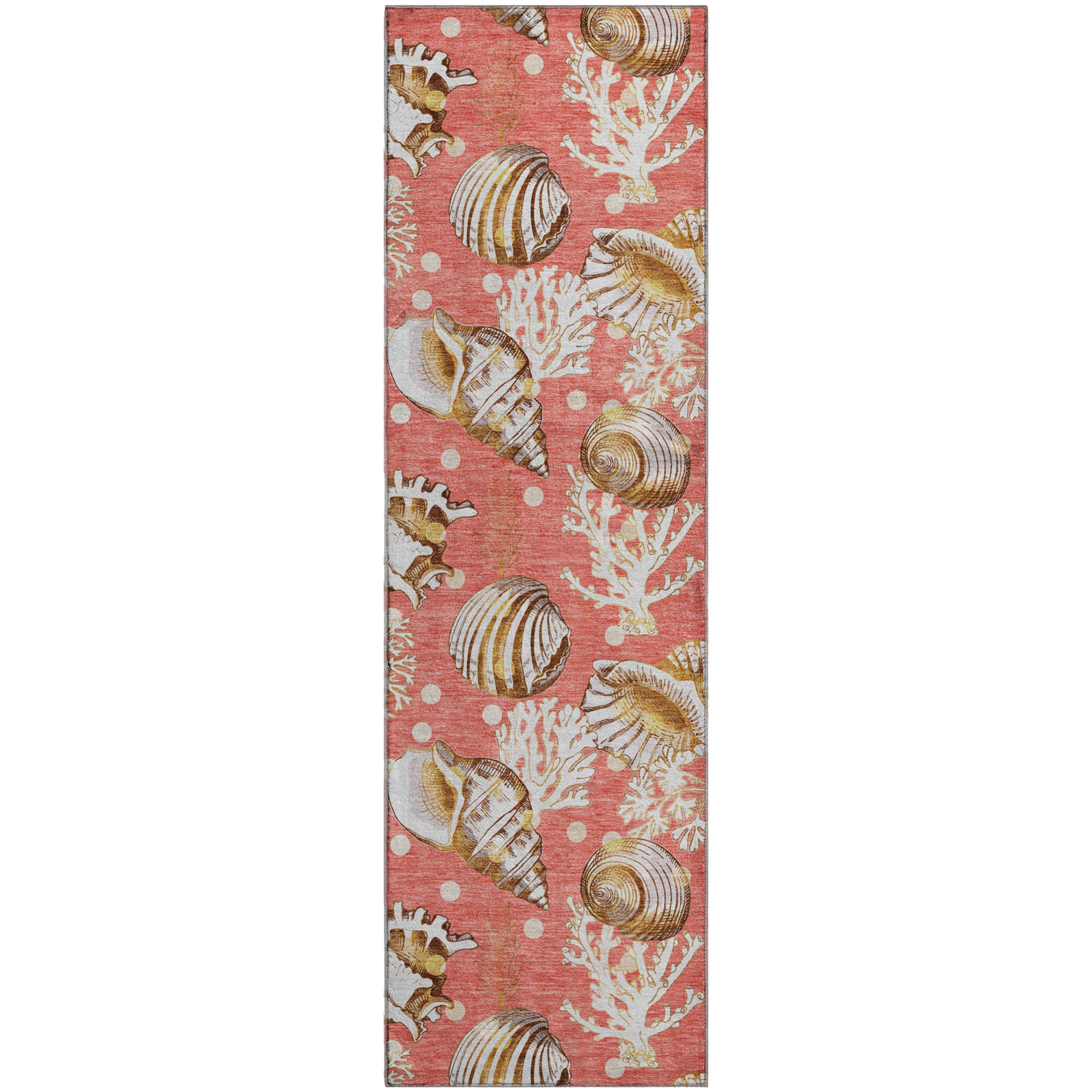 Bruges Machine Washable Coastal Peach Orange Rug 2'3" x 7'6" #shape_Runner