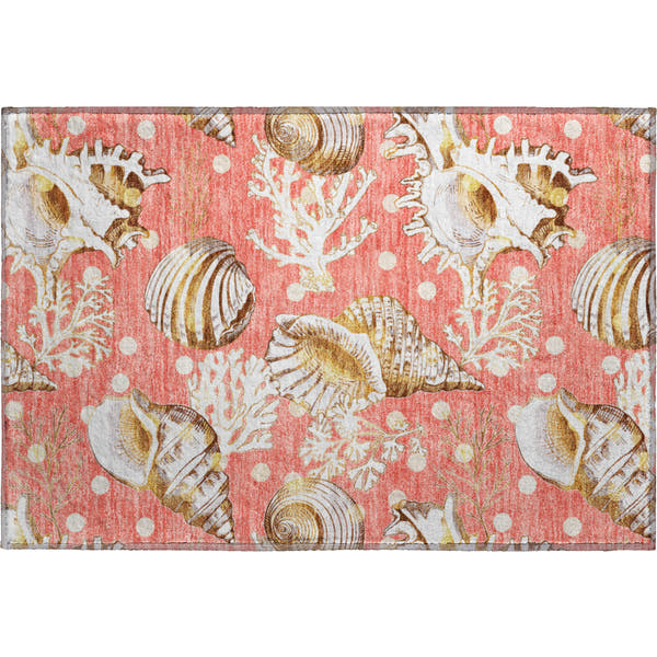 Bruges Machine Washable Coastal Peach Orange Rug 1'8" x 2'6"