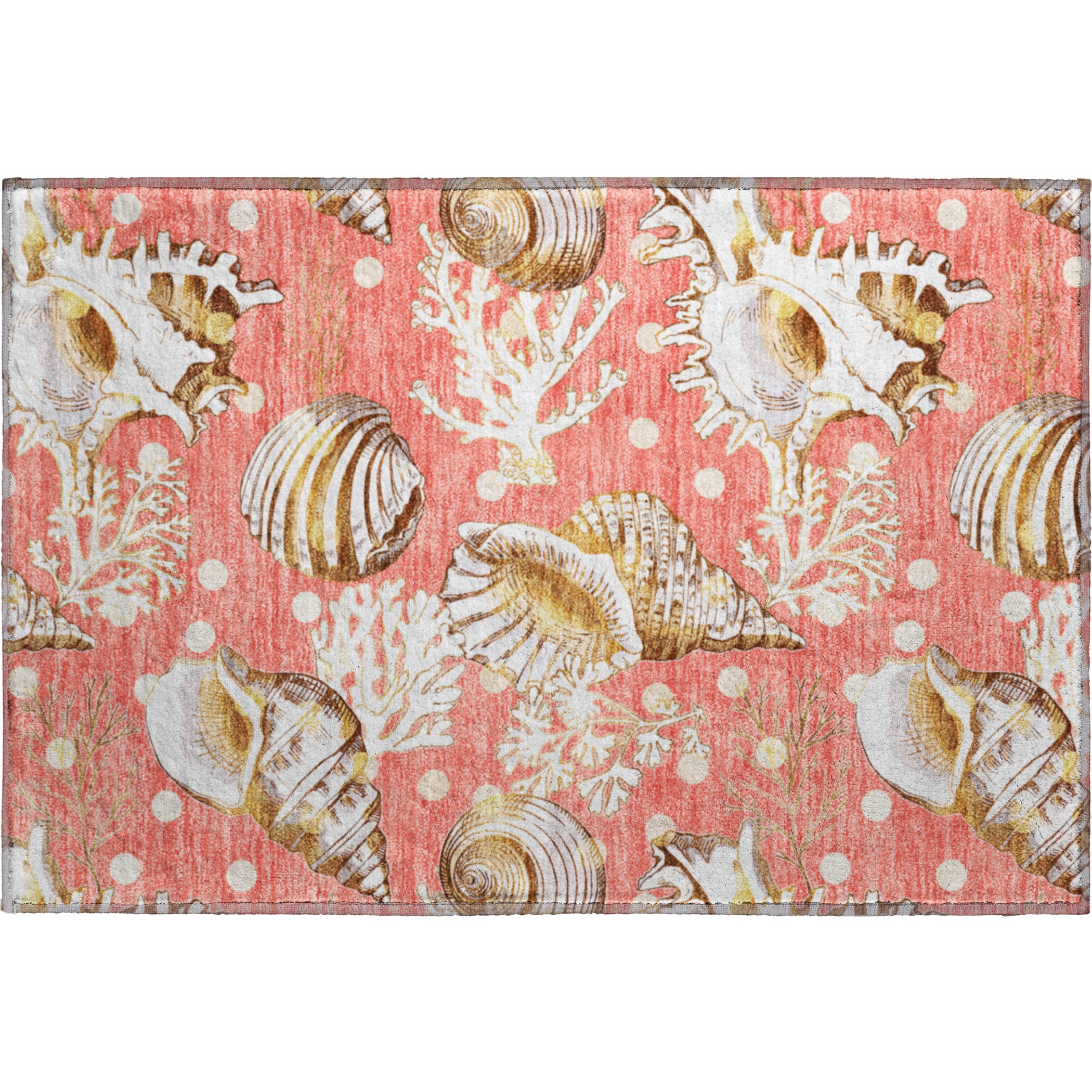 Bruges Machine Washable Coastal Peach Orange Rug 1'8" x 2'6" #shape_Rectangle