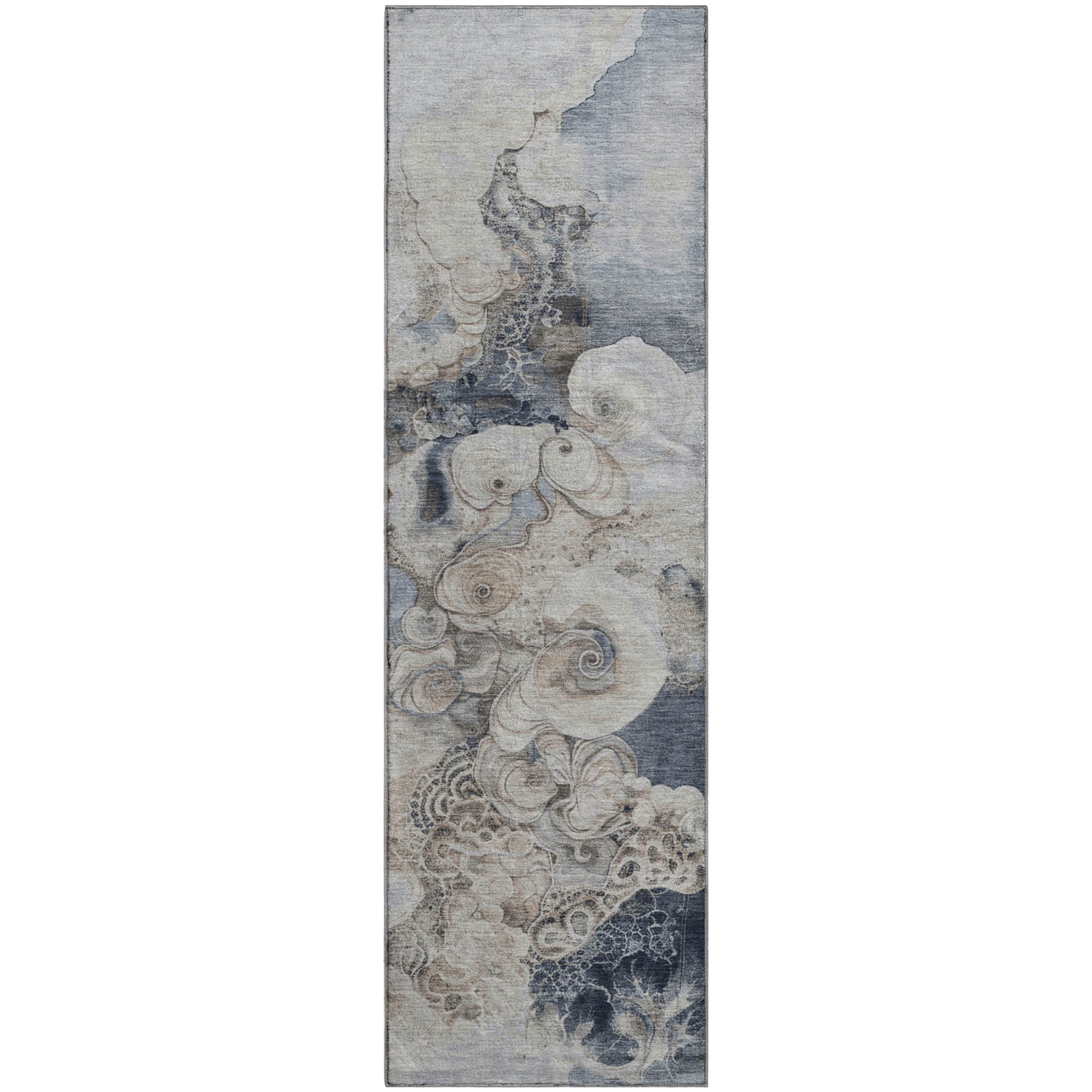 Valletta Machine Washable Transitional Gray Rug 2'3" x 7'6" #shape_Runner