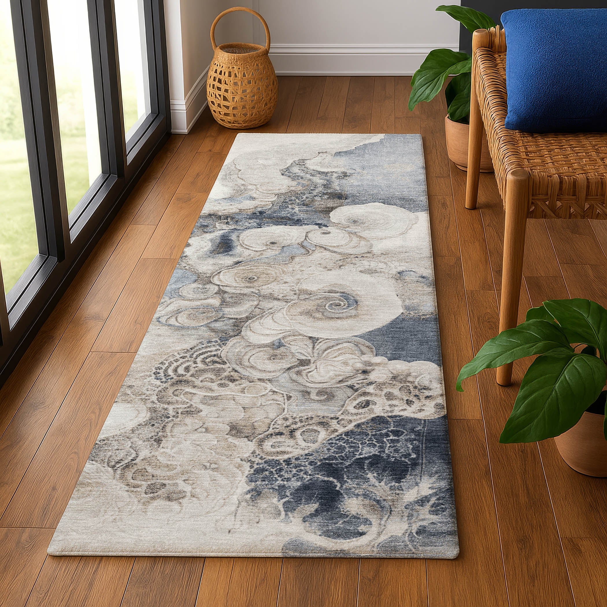 Valletta Machine Washable Transitional Ivory Rug 2'3" x 7'6" #shape_Runner