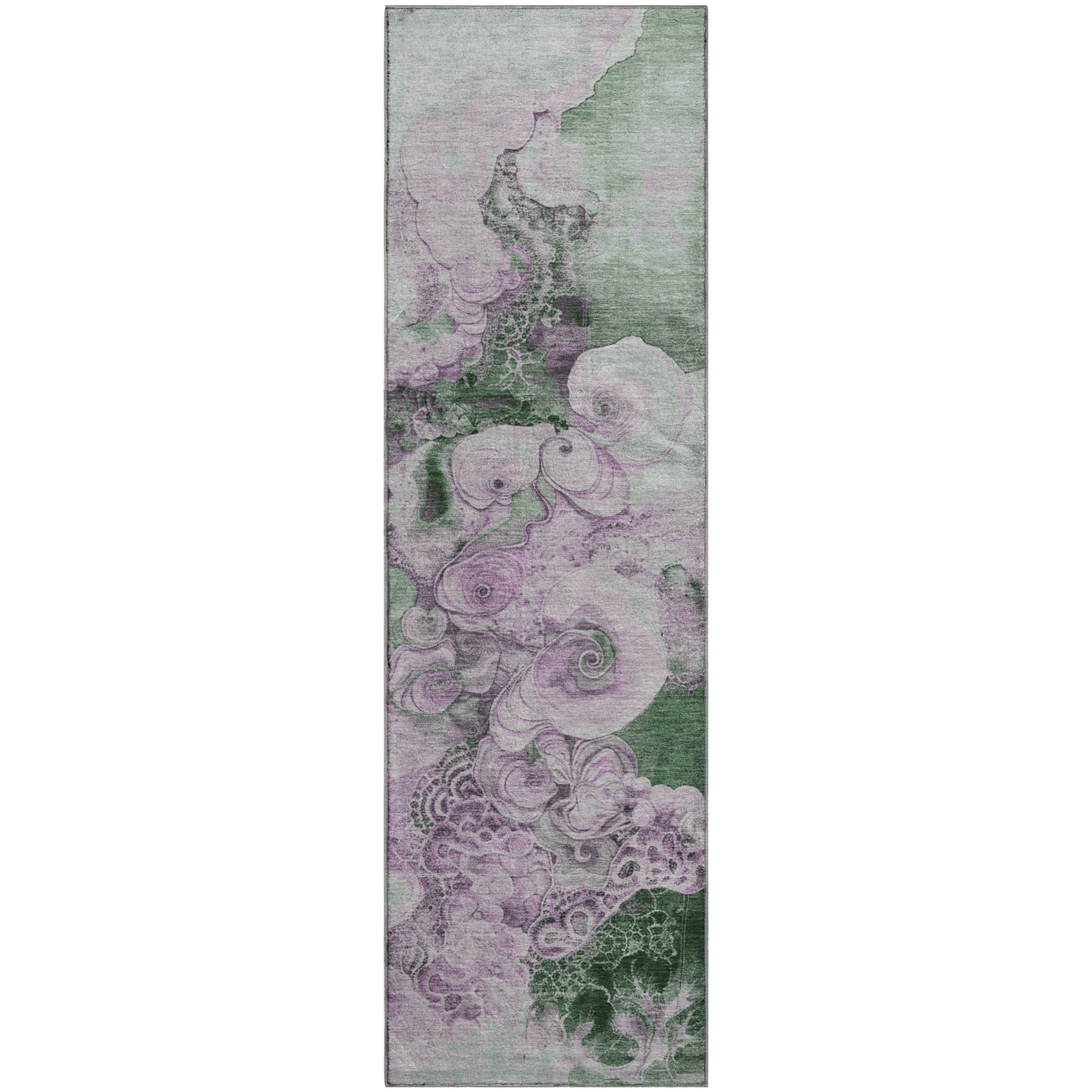 Valletta Machine Washable Transitional Sage Green Rug 2'3" x 7'6" #shape_Runner