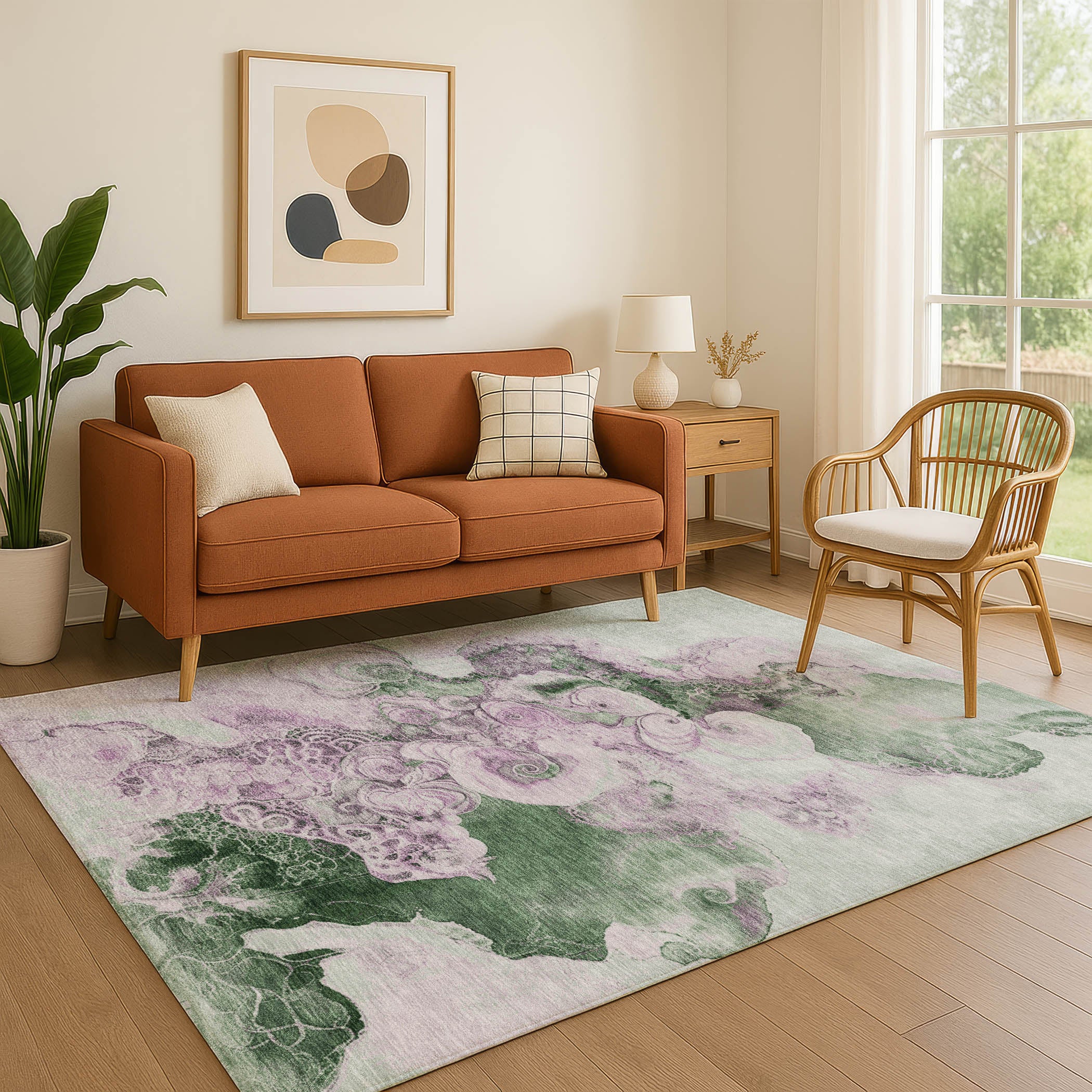 Valletta Machine Washable Transitional Sage Green Rug 2'6" x 3'10" #shape_Rectangle