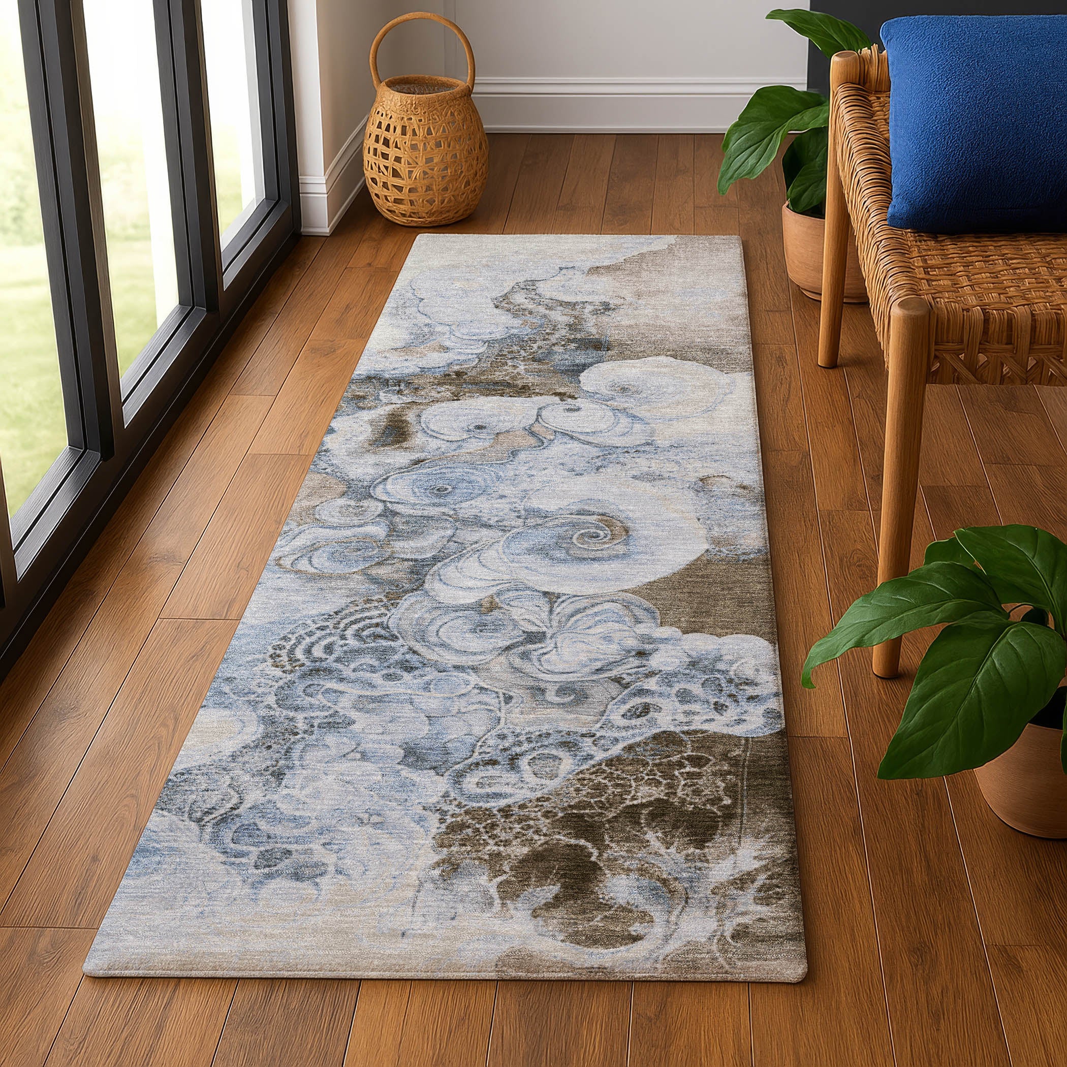 Valletta Machine Washable Transitional Taupe Brown Rug 2'3" x 7'6" #shape_Runner