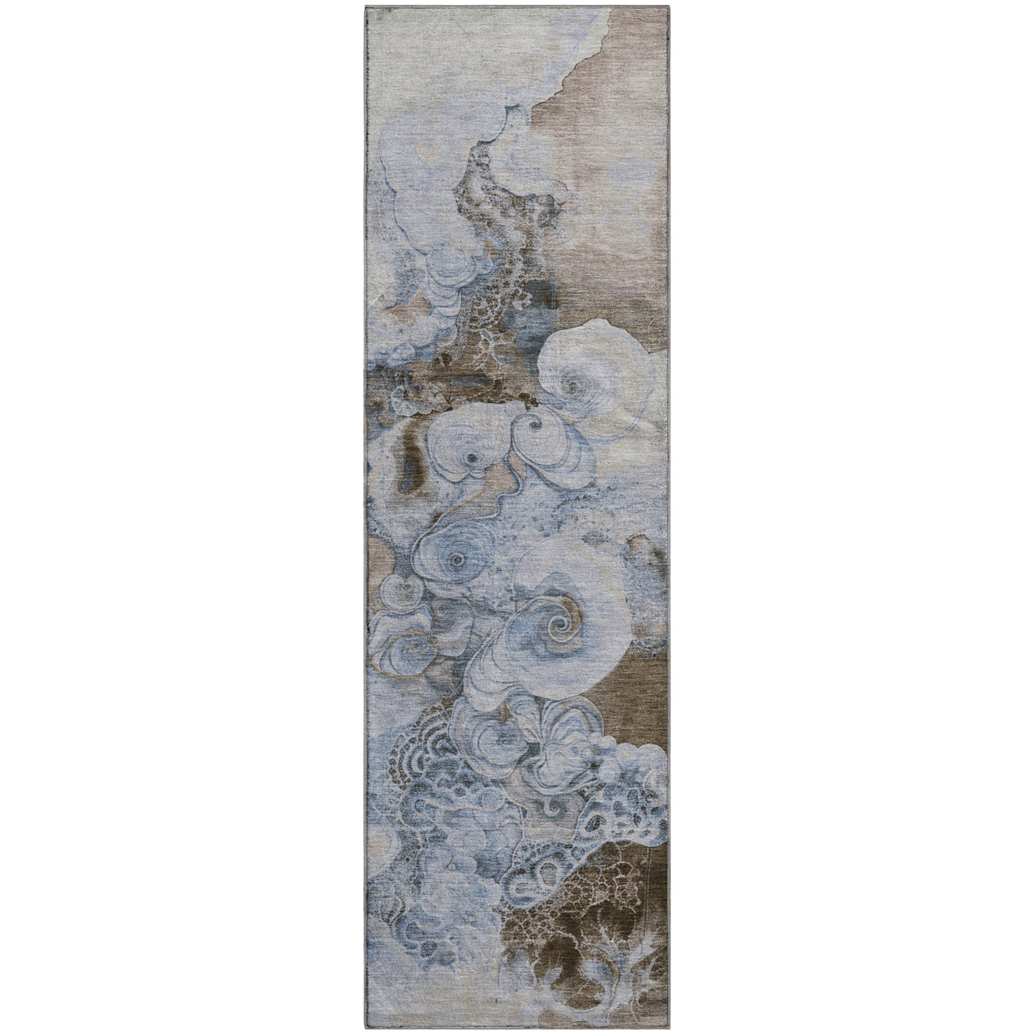 Valletta Machine Washable Transitional Taupe Brown Rug 2'3" x 7'6" #shape_Runner