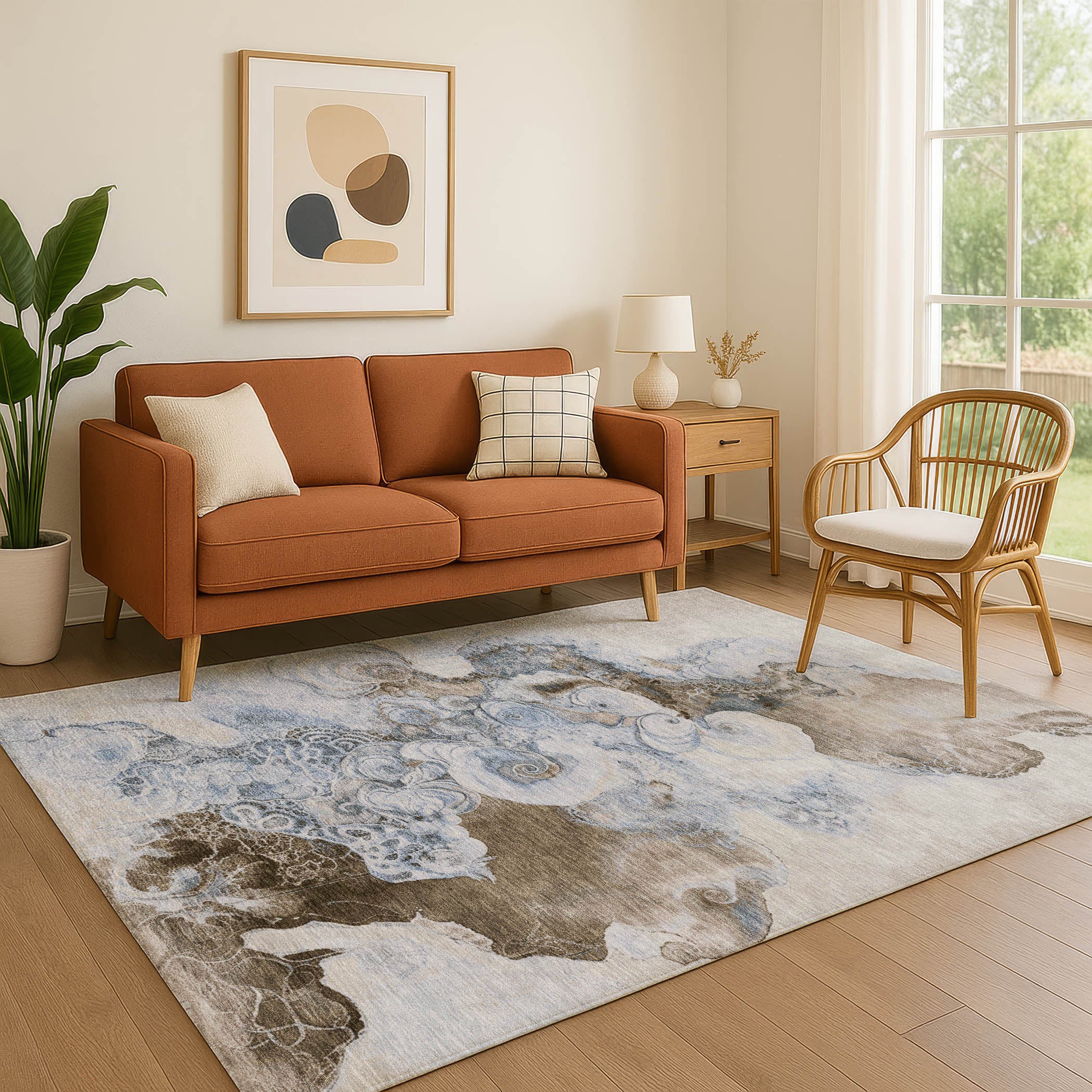 Valletta Machine Washable Transitional Taupe Brown Rug 2'6" x 3'10" #shape_Rectangle