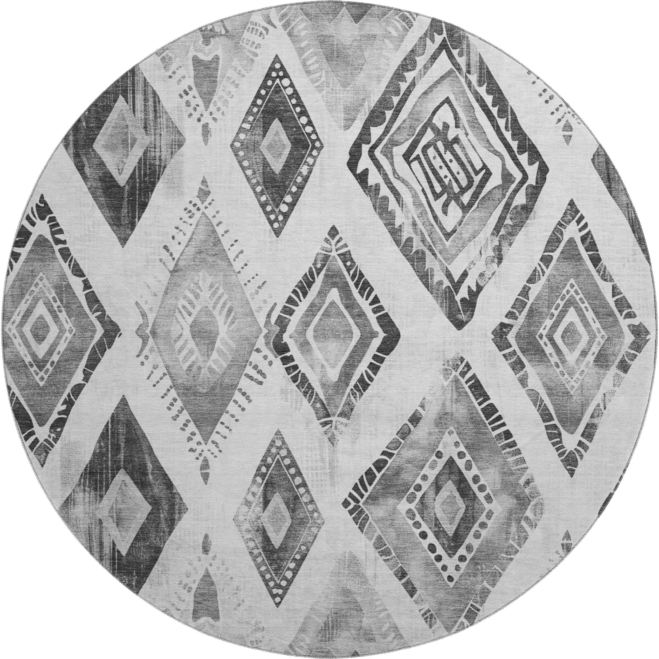 Lucerne Machine Washable Transitional Gray Rug 8' x 8' #shape_Round
