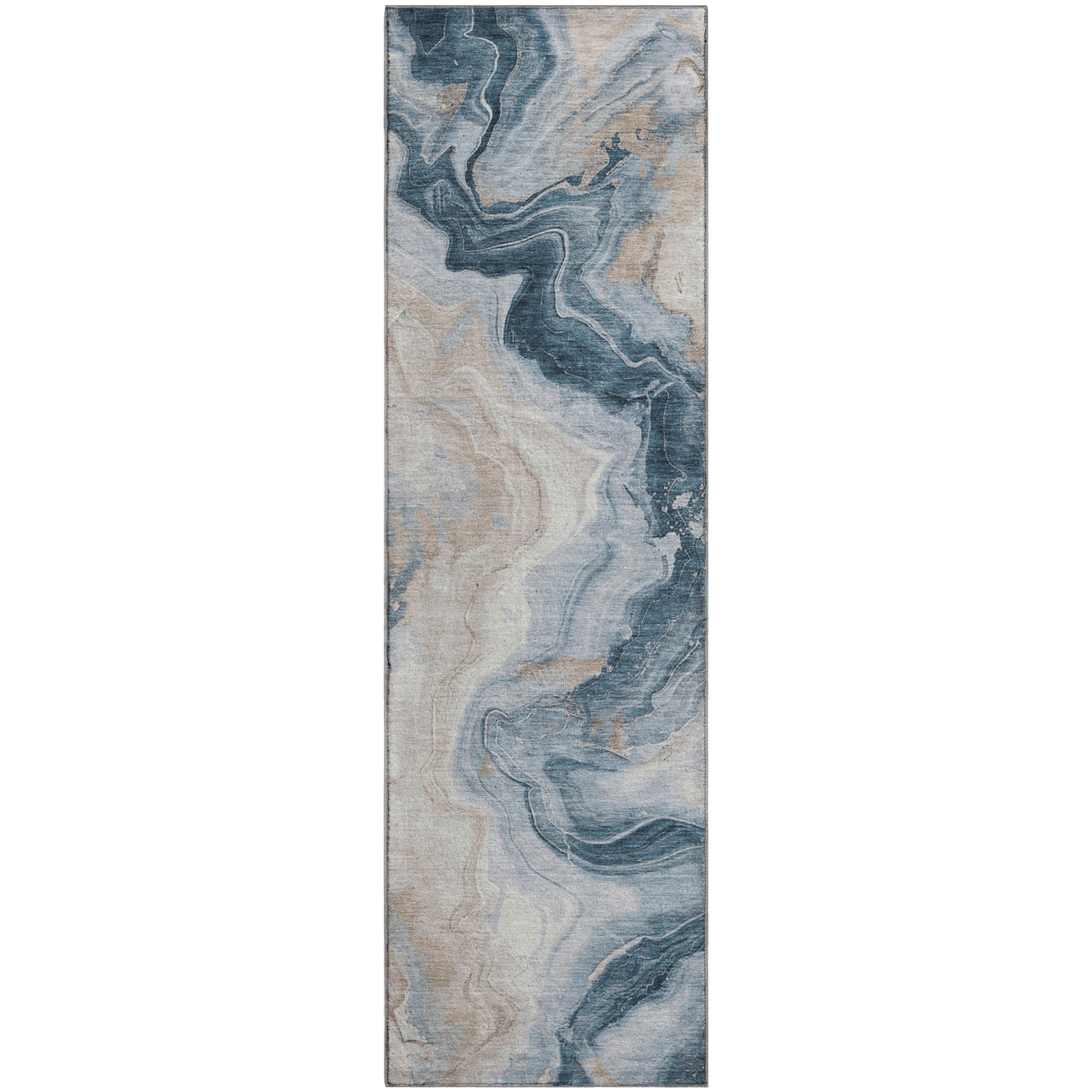 Athens Machine Washable Transitional Beige Brown Rug 2'3" x 7'6" #shape_Runner