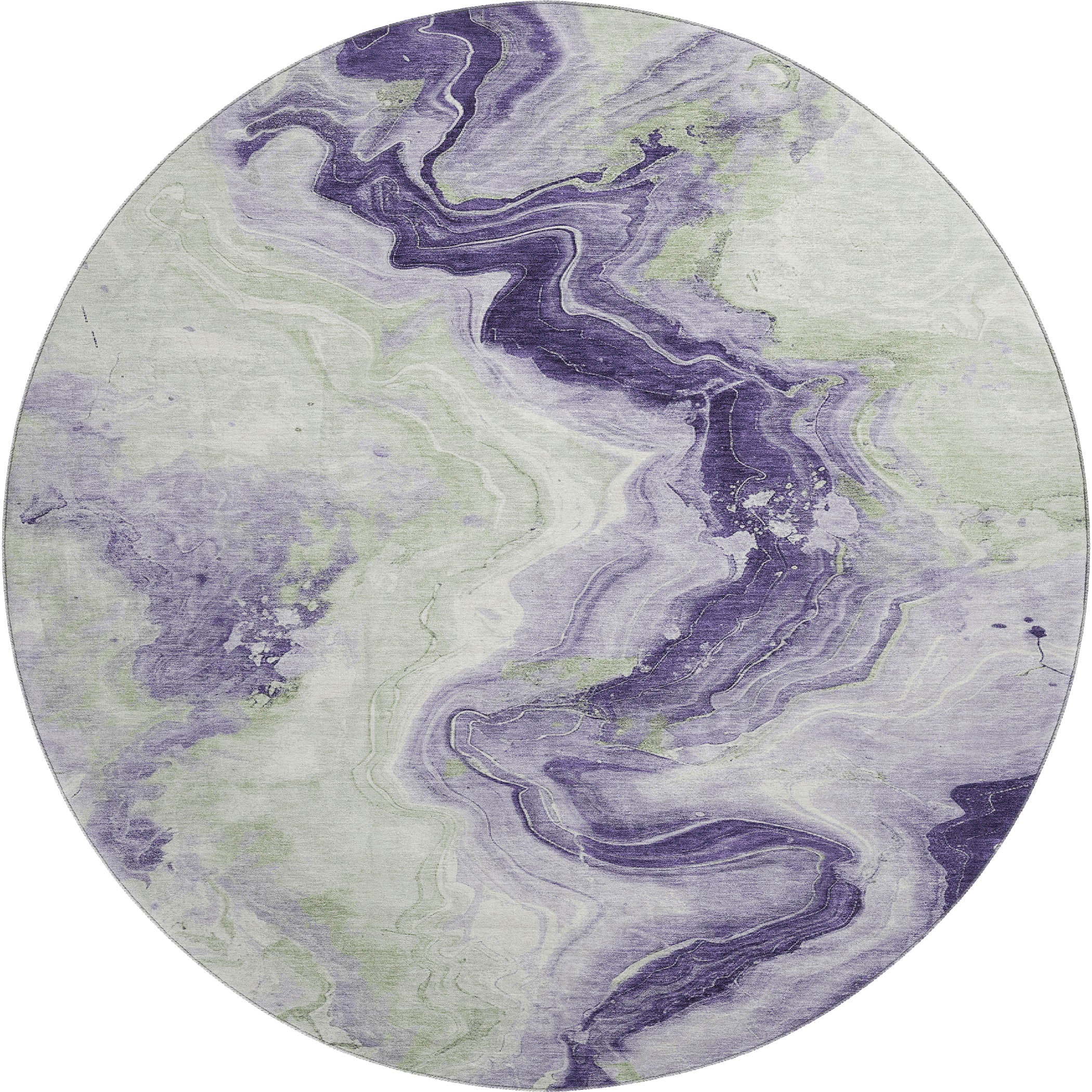 Athens Machine Washable Transitional Lavender Purple Rug 8' x 8' #shape_Round
