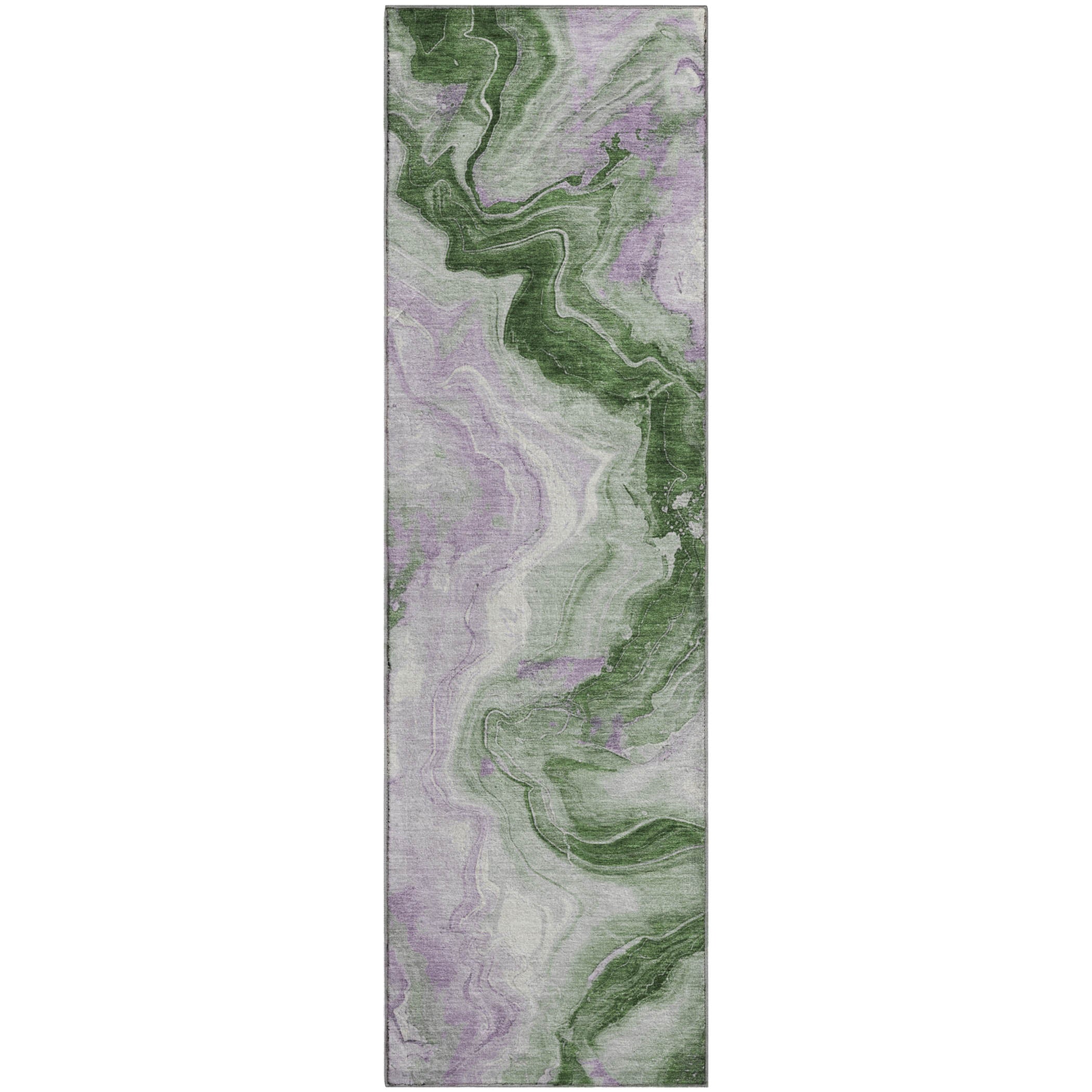 Athens Machine Washable Transitional Olive Green Rug 2'3" x 7'6" #shape_Runner