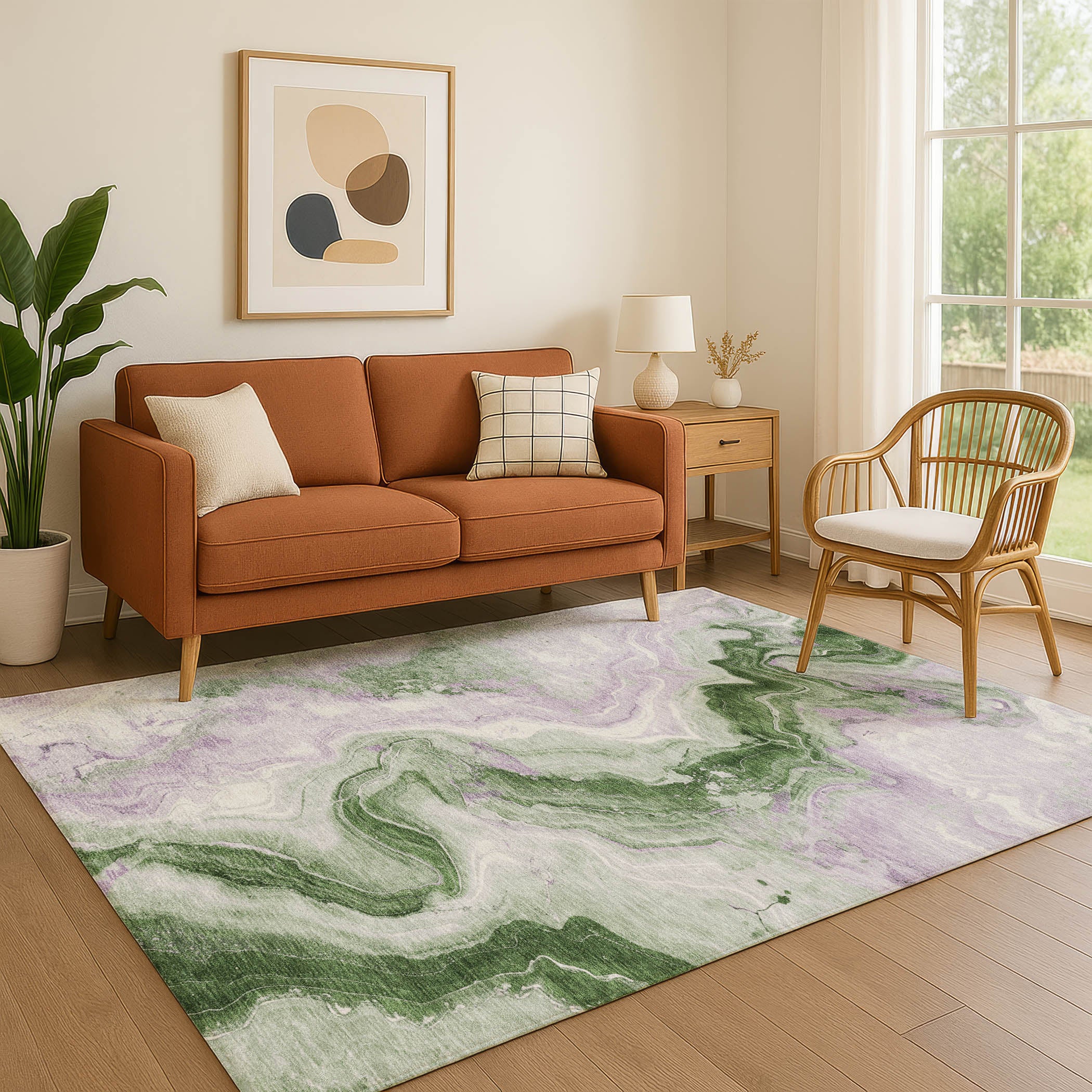 Athens Machine Washable Transitional Olive Green Rug 2'6" x 3'10" #shape_Rectangle