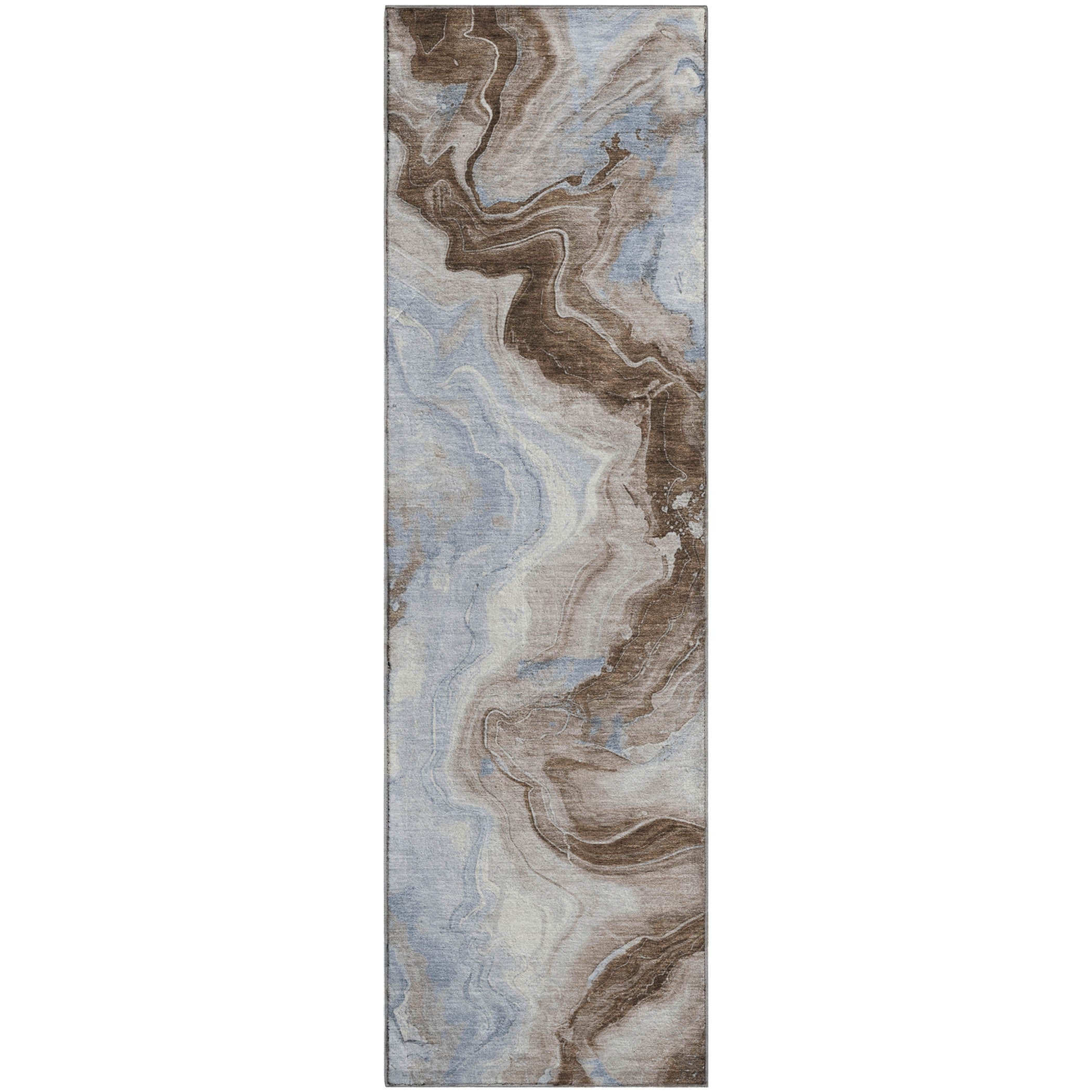 Athens Machine Washable Transitional Taupe Brown Rug 2'3" x 7'6" #shape_Runner