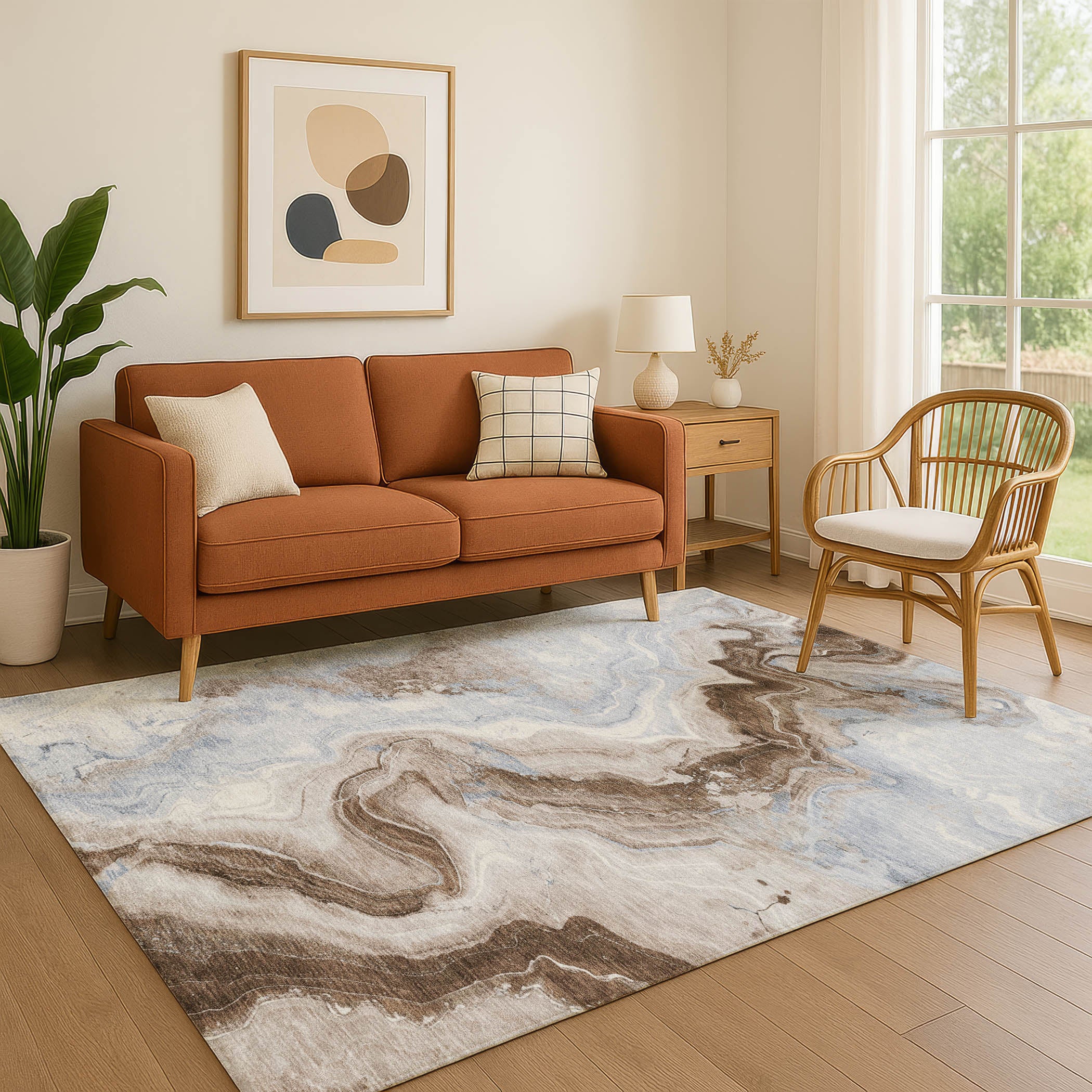 Athens Machine Washable Transitional Taupe Brown Rug 2'6" x 3'10" #shape_Rectangle