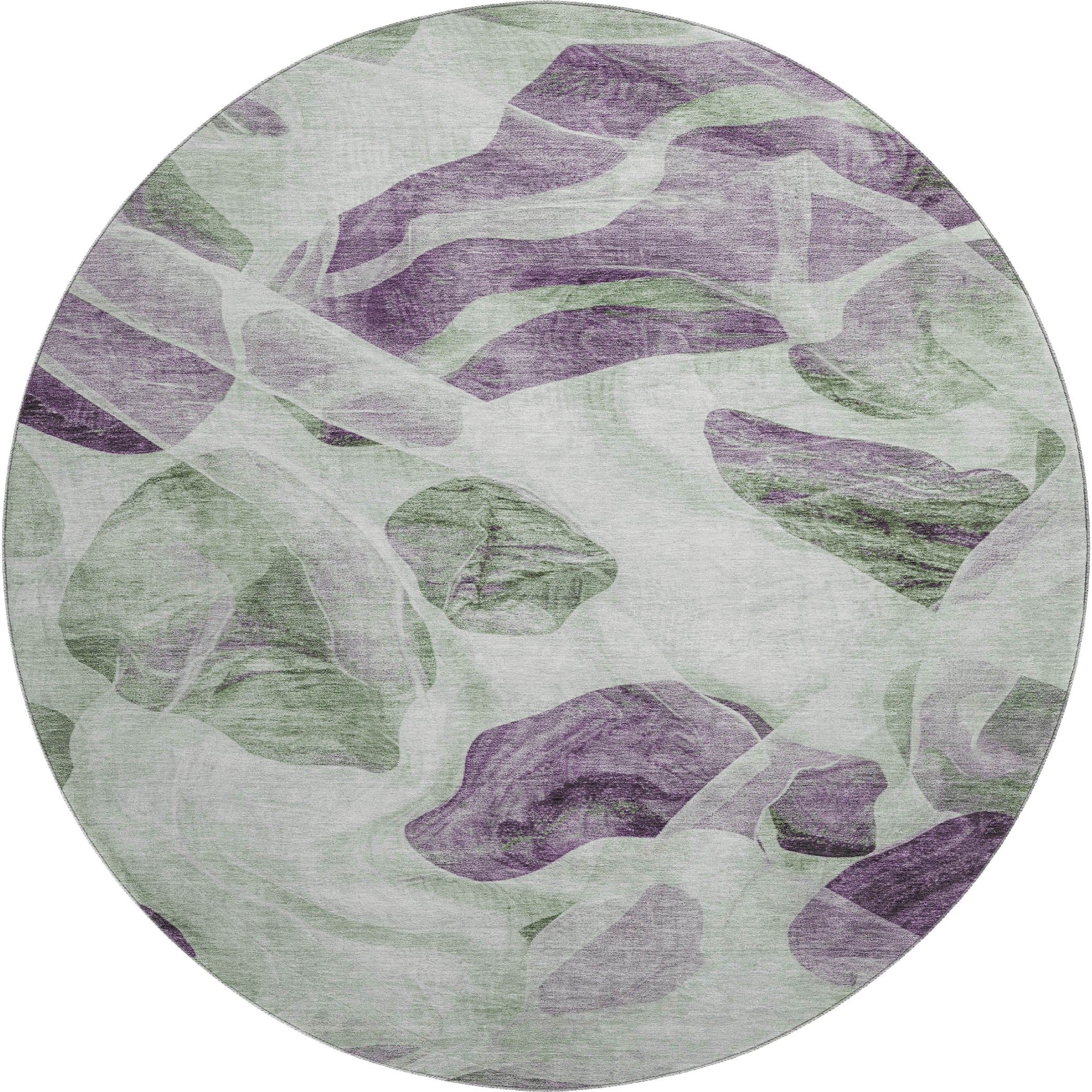 Cartagena Machine Washable Transitional Aloe Green Rug 8' x 8' #shape_Round
