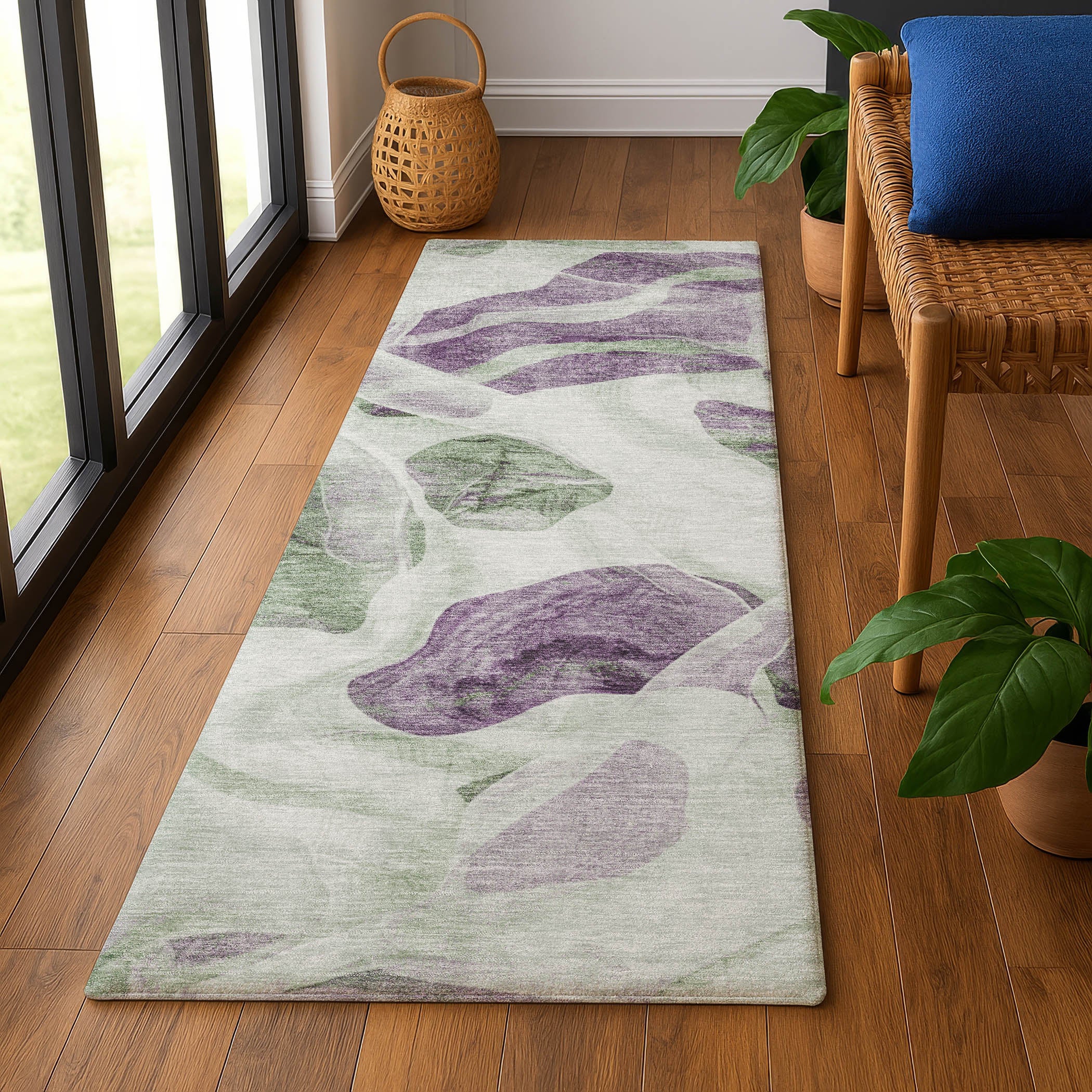 Cartagena Machine Washable Transitional Aloe Green Rug 2'3" x 7'6" #shape_Runner