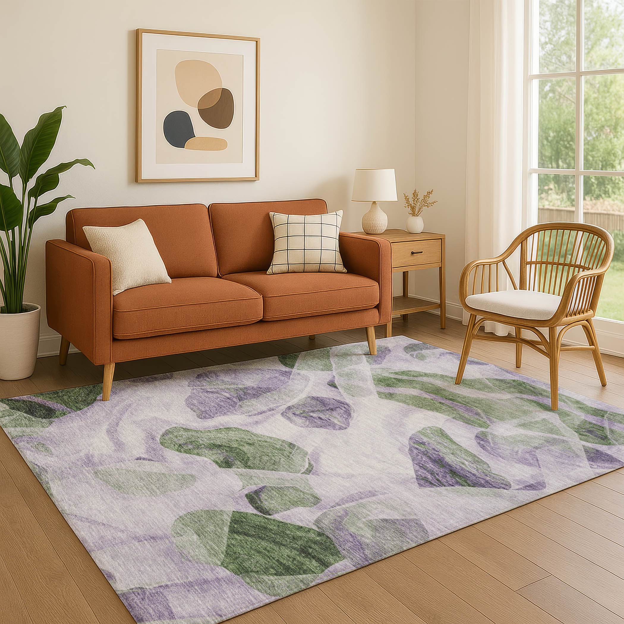 Cartagena Machine Washable Transitional Lavender Purple Rug 2'6" x 3'10" #shape_Rectangle