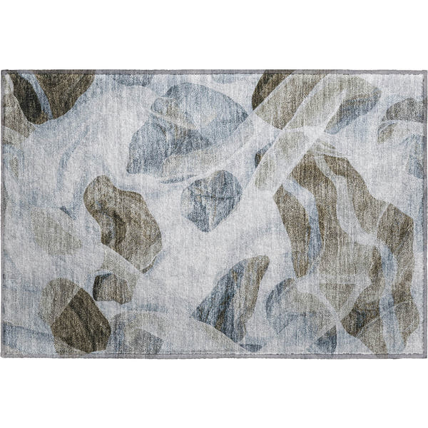 Cartagena Machine Washable Transitional Sky Blue Rug 1'8" x 2'6"