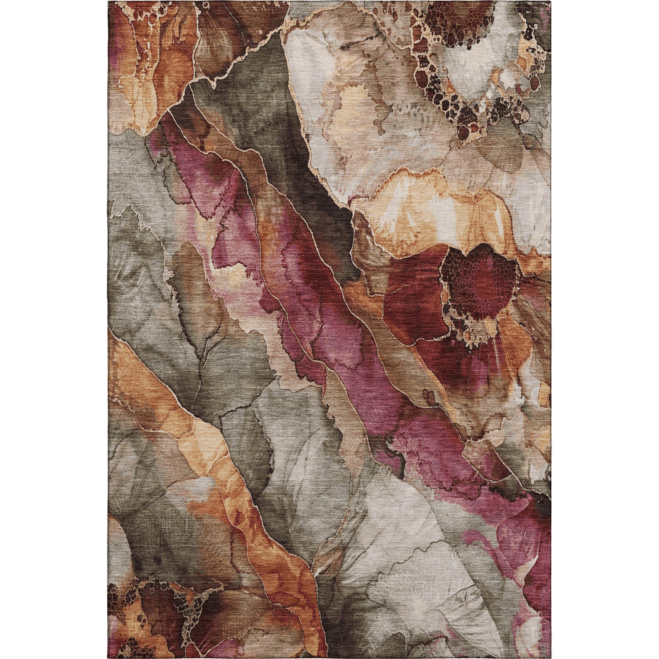 Baku Machine Washable Transitional Khaki Brown Rug 2'6" x 3'10" #shape_Rectangle
