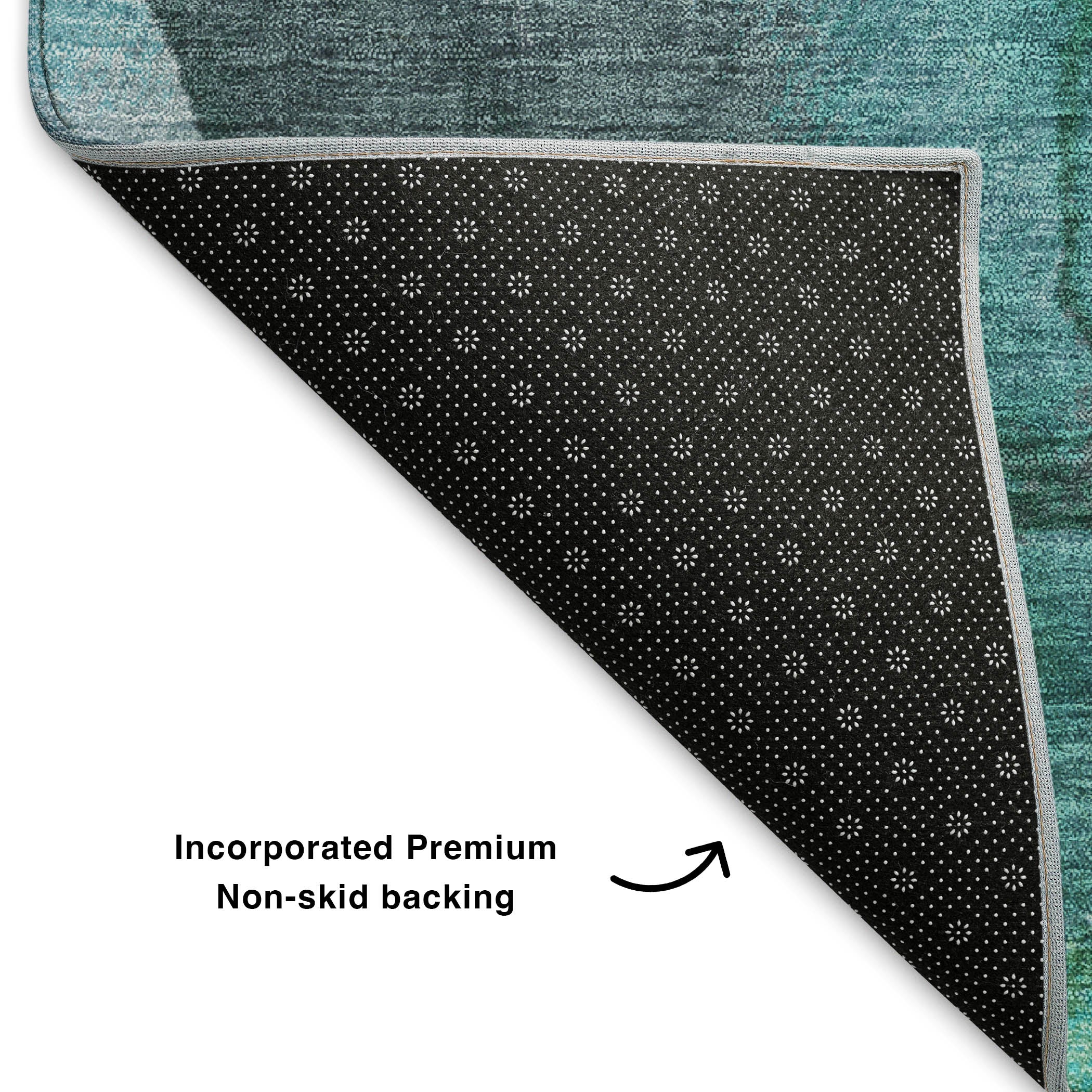 Baku Machine Washable Transitional Teal Rug 1'8" x 2'6" #shape_Rectangle