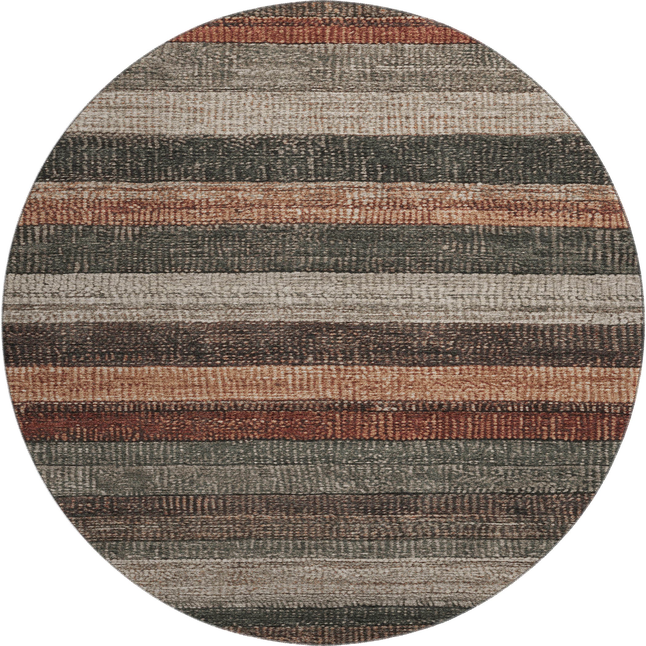 Santorini Machine Washable Transitional Paprika Orange Rug 8' x 8' #shape_Round