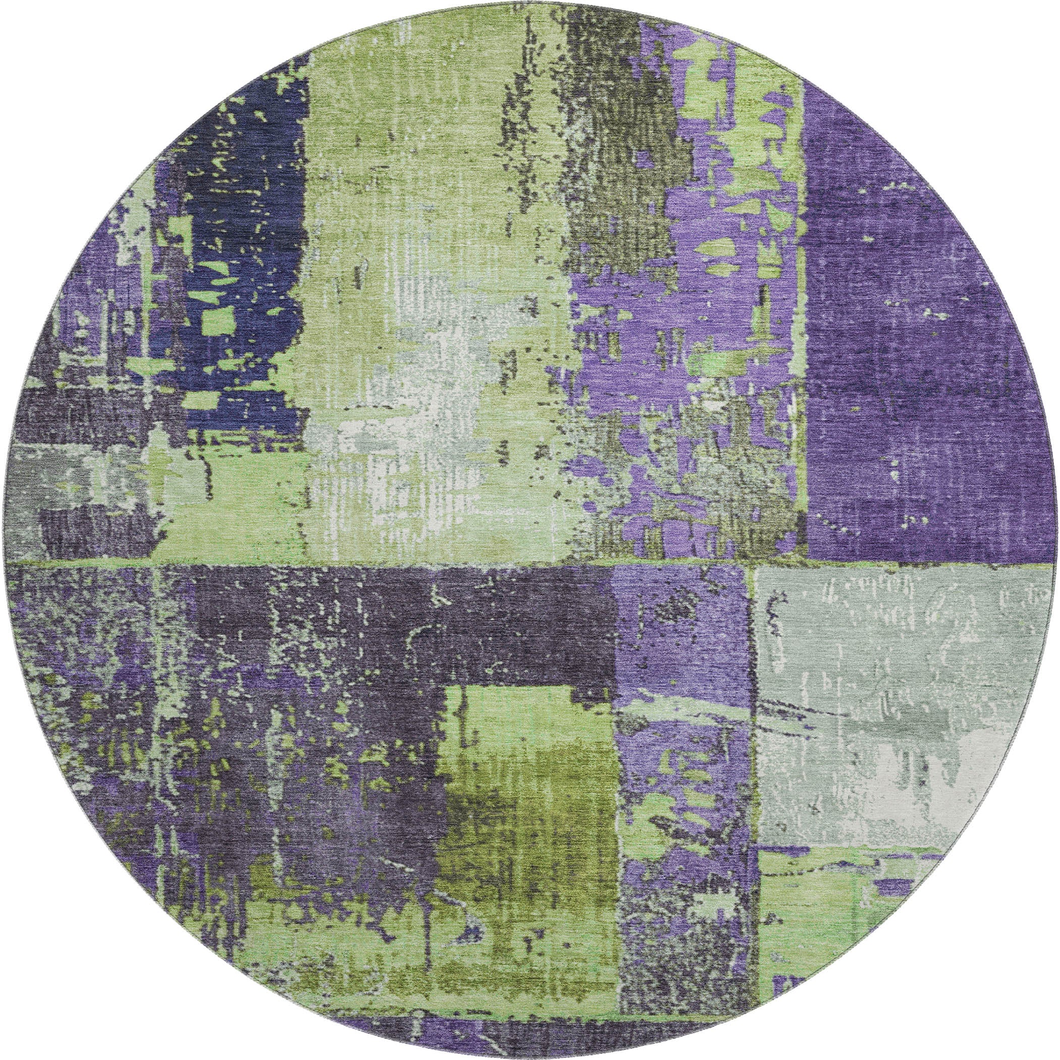 Reykjavik Machine Washable Transitional Aloe Green Rug 8' x 8' #shape_Round
