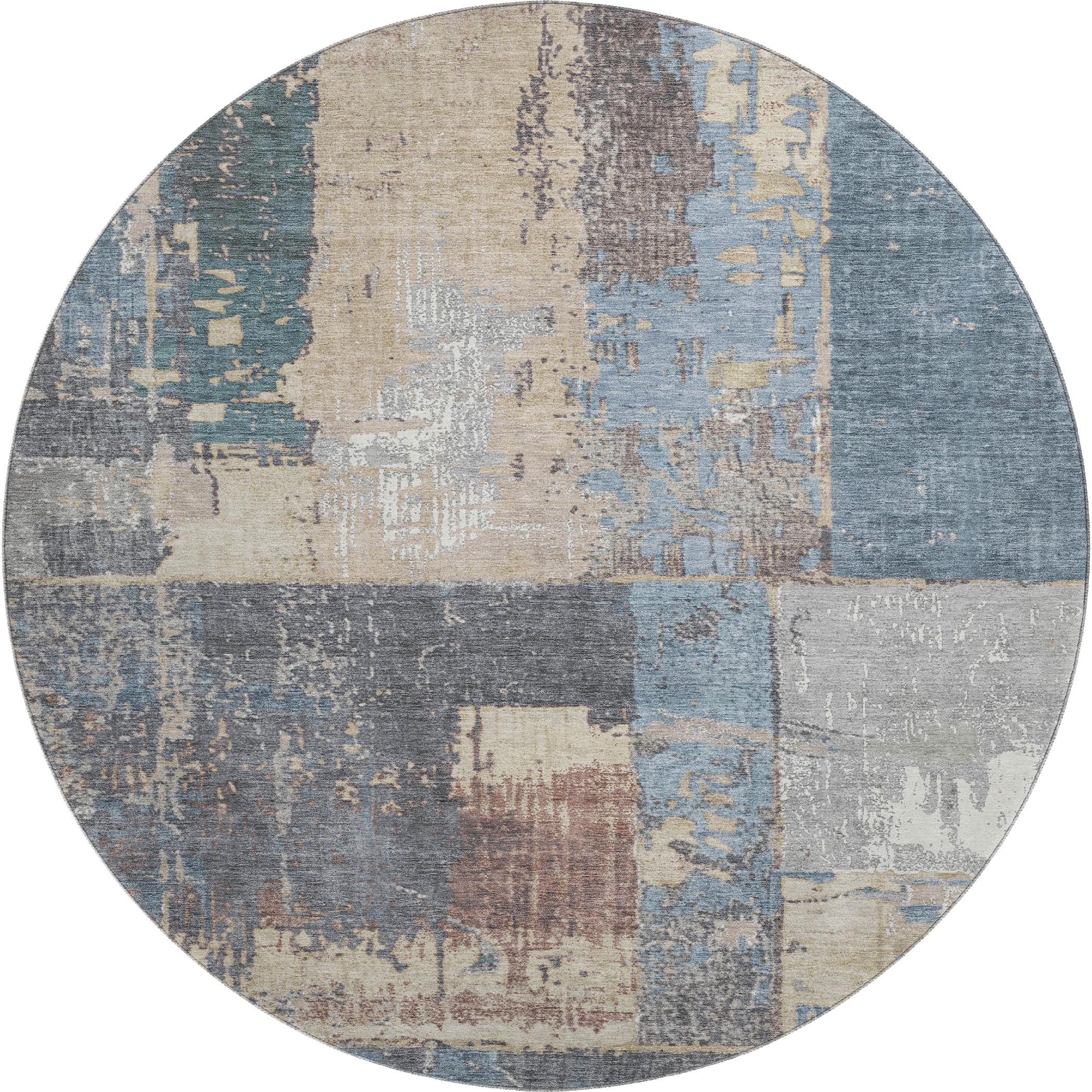Reykjavik Machine Washable Transitional Beige Brown Rug 8' x 8' #shape_Round