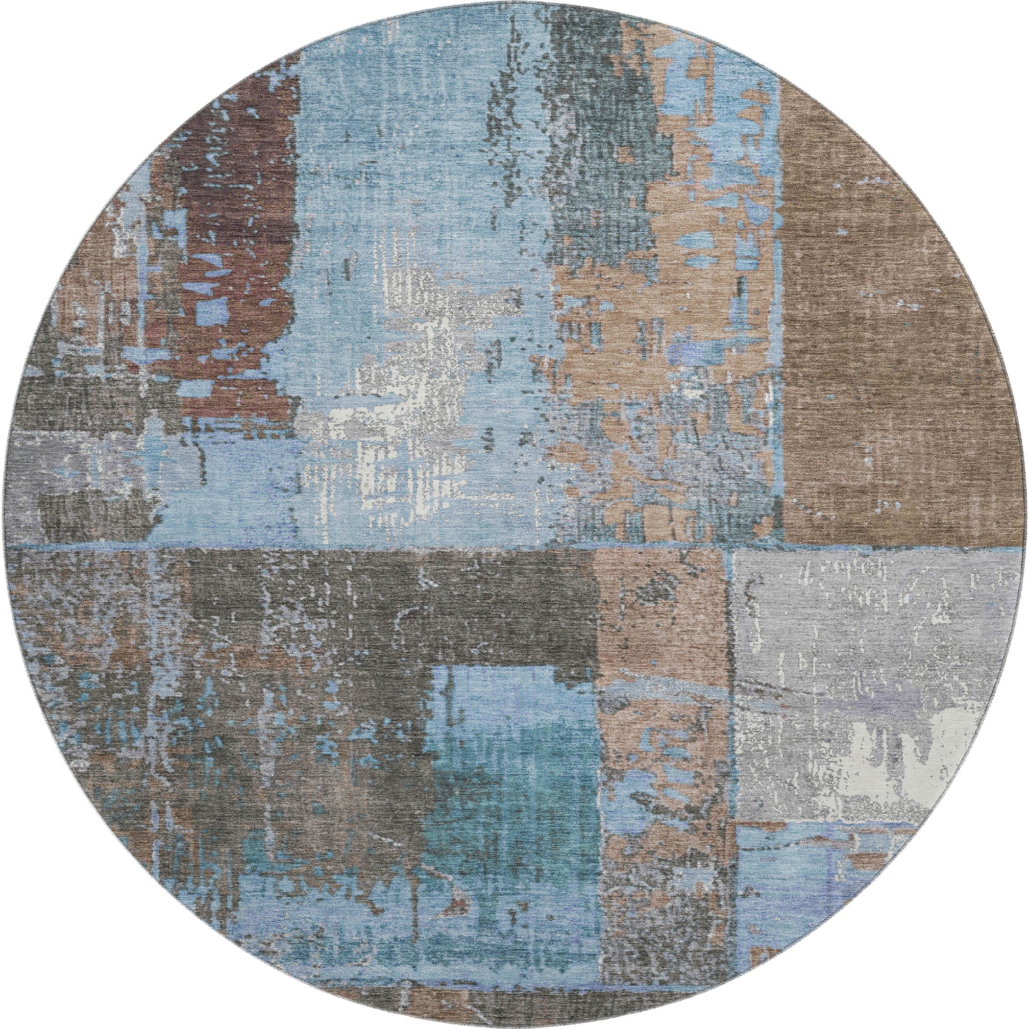 Reykjavik Machine Washable Transitional Taupe Brown Rug 8' x 8' #shape_Round