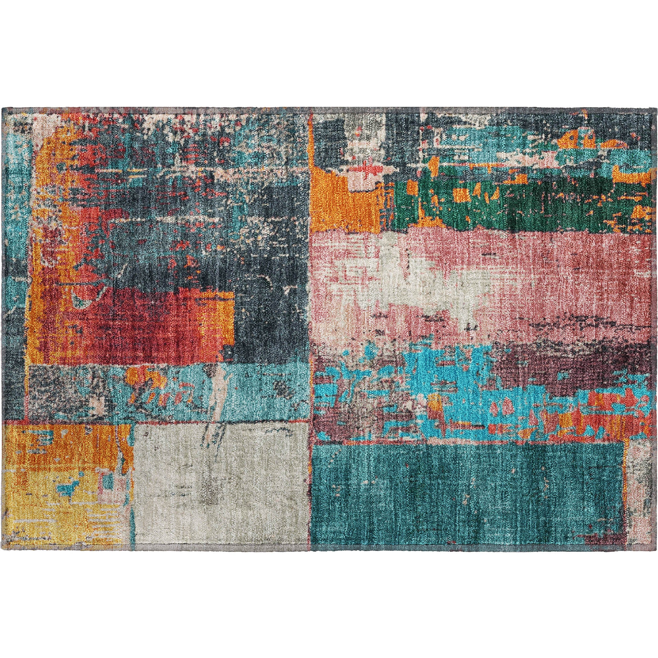 Reykjavik Machine Washable Transitional Teal Rug 1'8" x 2'6" #shape_Rectangle